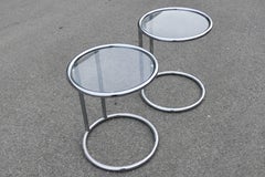 Einfache Beistelltische aus Chromglas, 1980er-Jahre