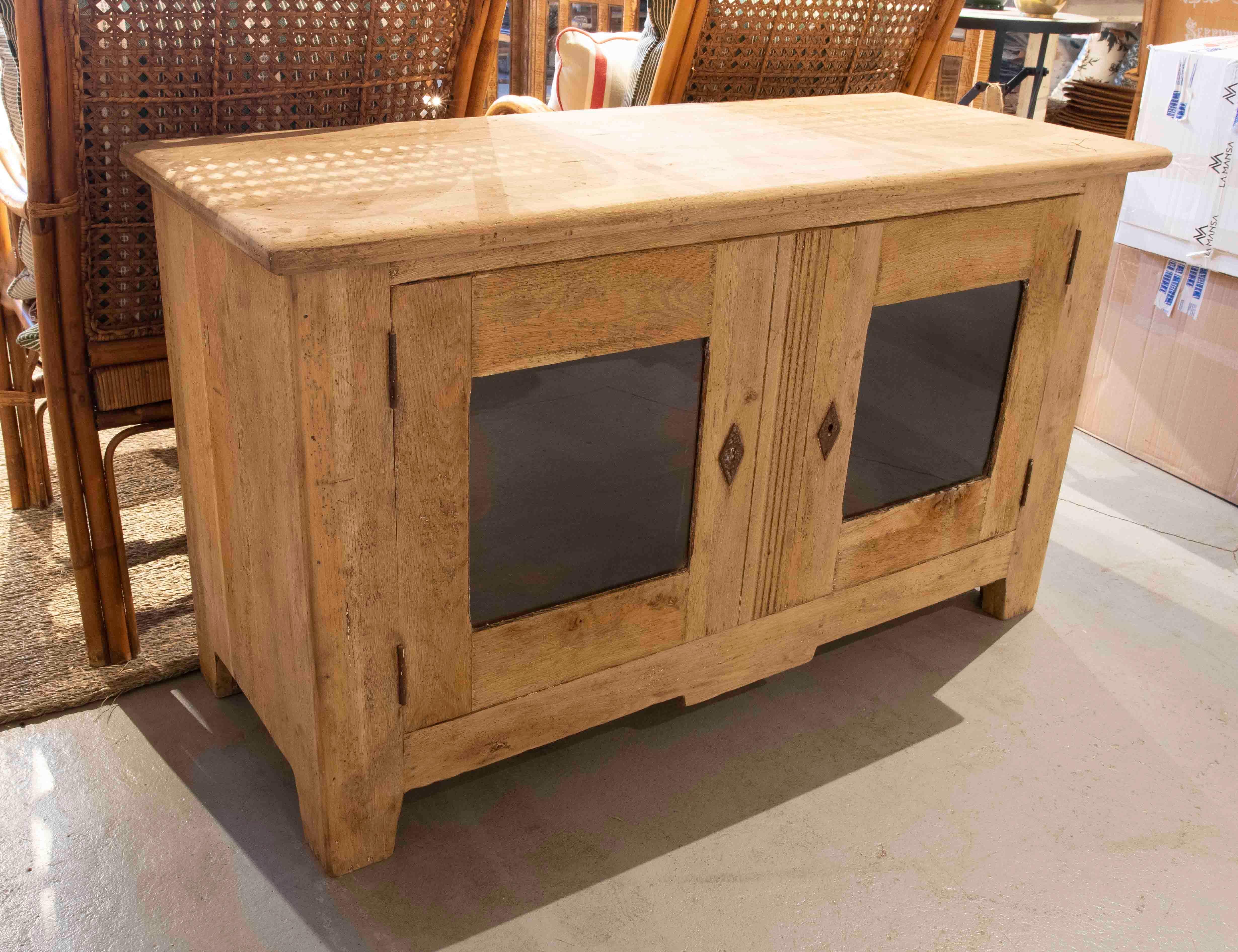 Spanish Simple Sideboard in Washed Wood with Two Doors  For Sale