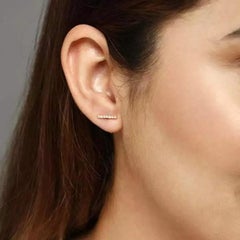 Simple Single Diamond Bar Stud Earring in 14K Solid Gold