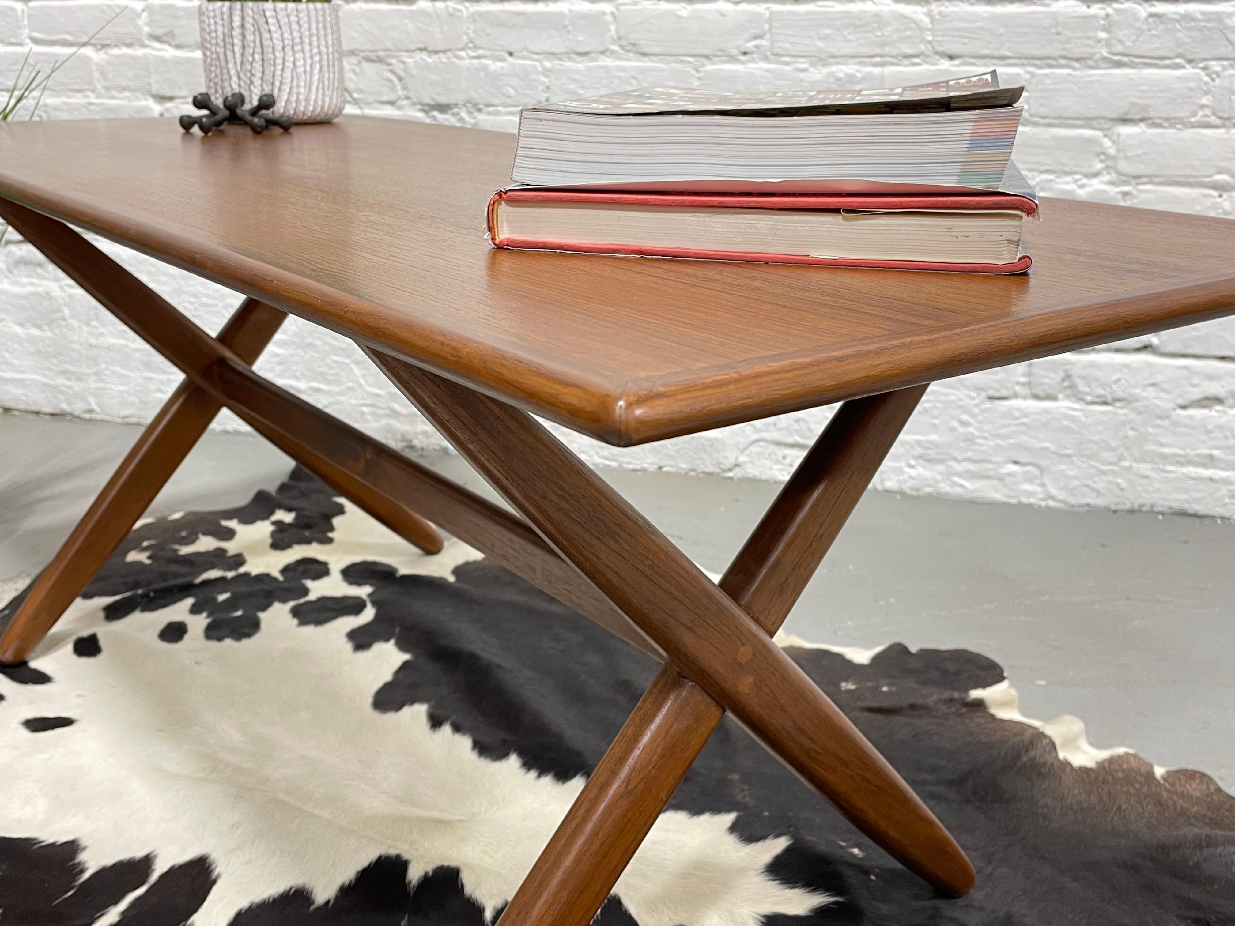 Simple + Sleek Mid-Century Modern Teak Danish Coffee Table For Sale 6