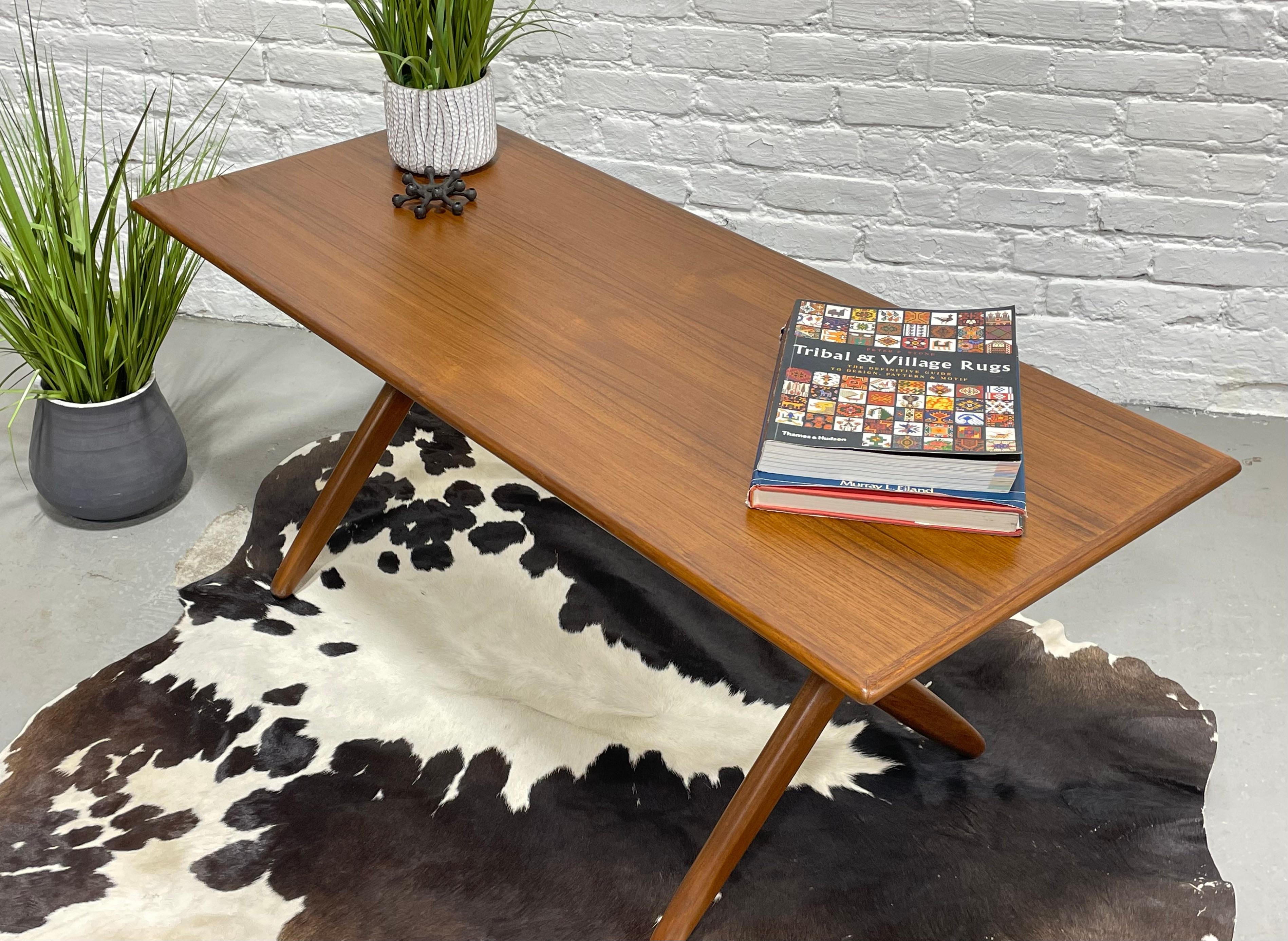 Simple + Sleek Mid-Century Modern Teak Danish Coffee Table For Sale 7