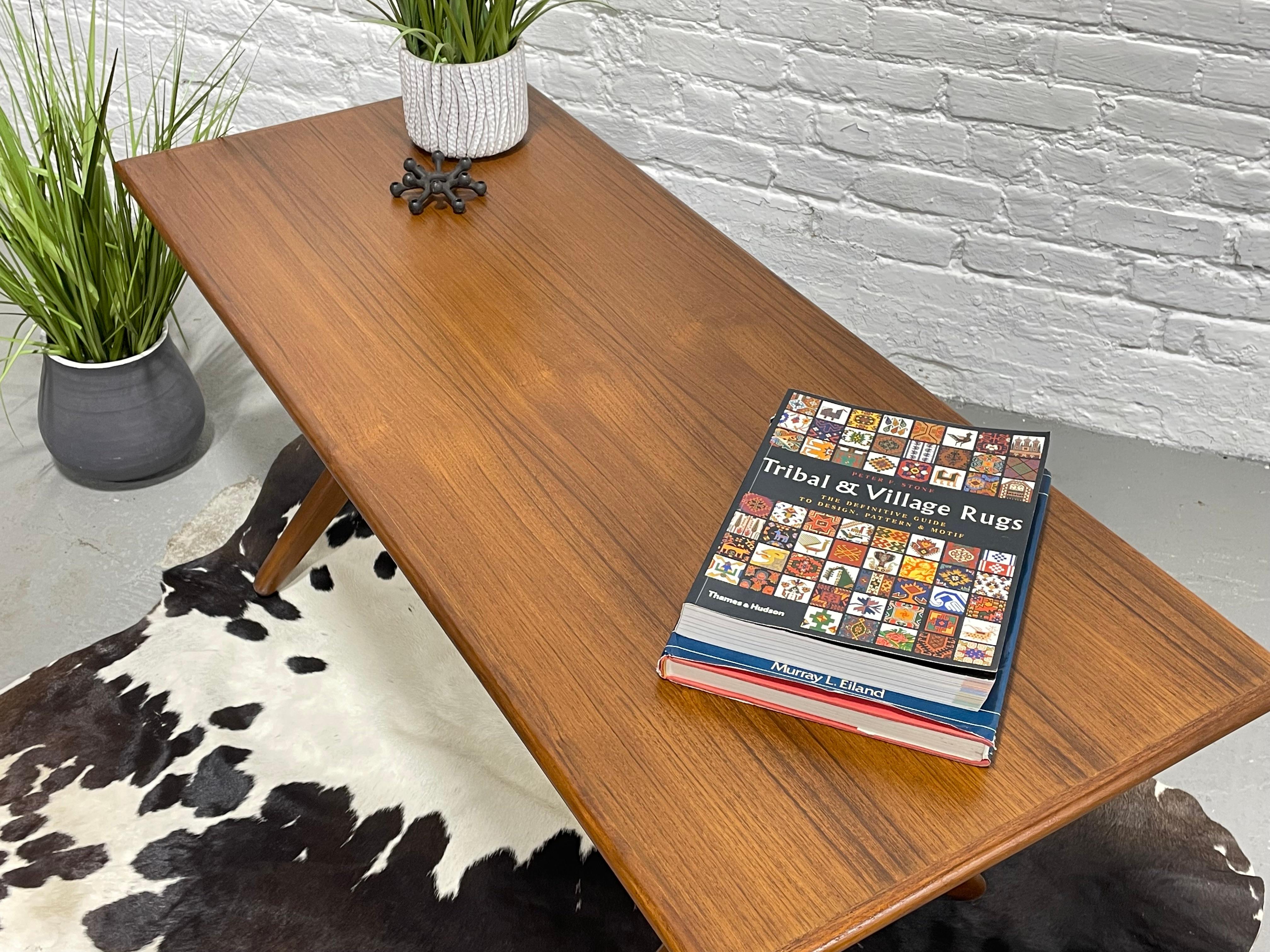 Simple + Sleek Mid-Century Modern Teak Danish Coffee Table For Sale 8