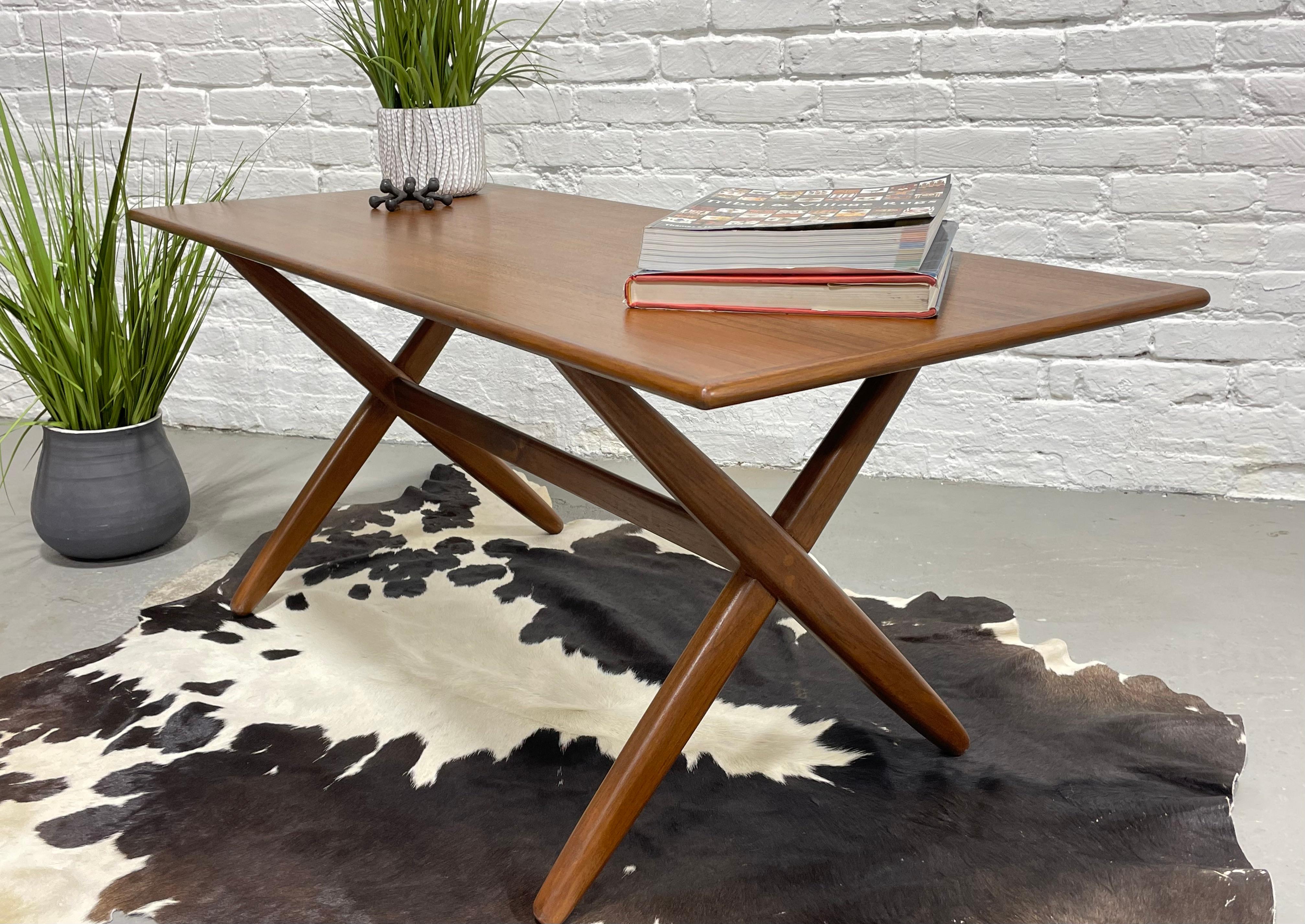Simple + Sleek Mid-Century Modern Teak Danish Coffee Table In Excellent Condition For Sale In Weehawken, NJ