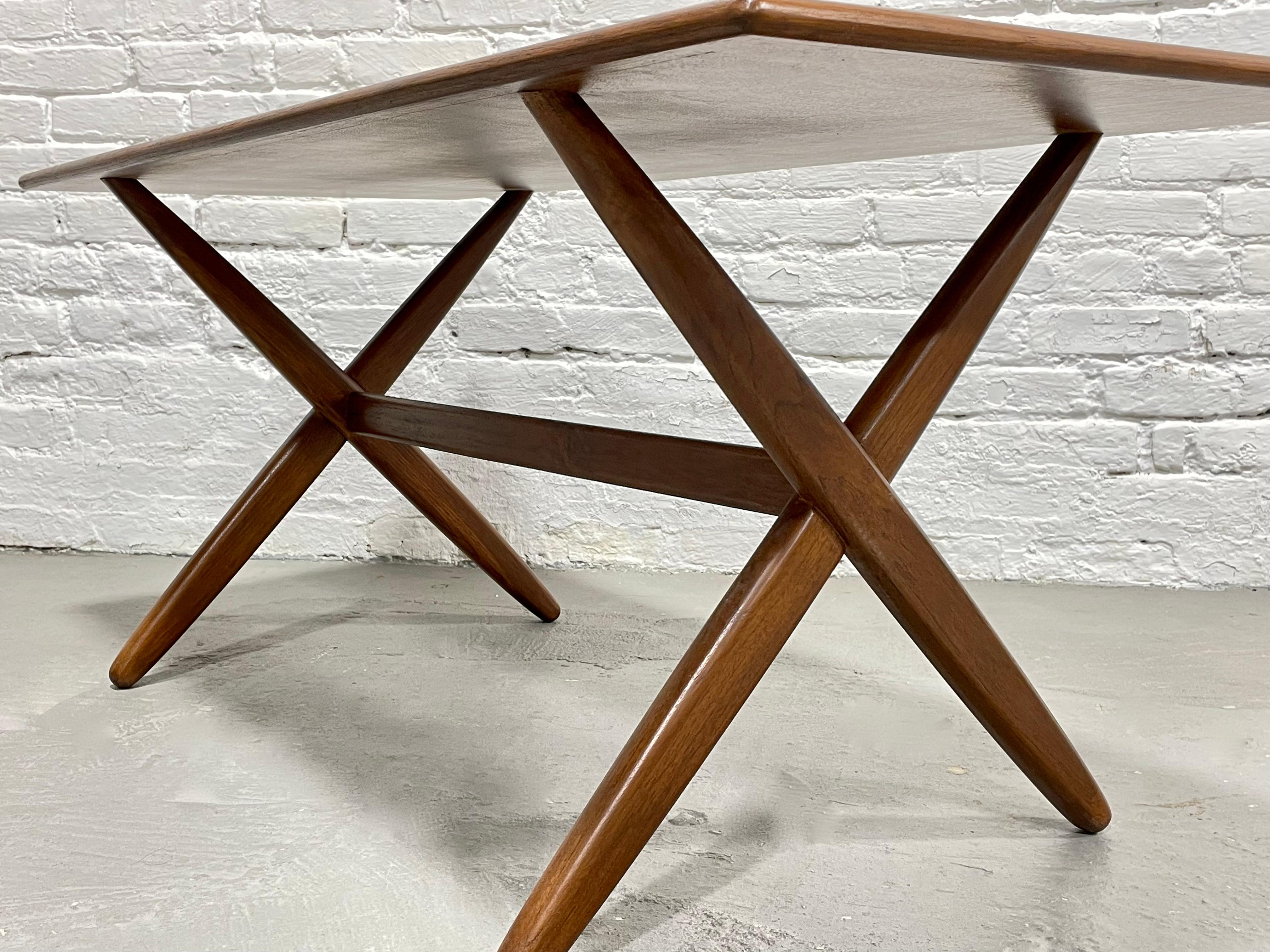 Simple + Sleek Mid-Century Modern Teak Danish Coffee Table For Sale 2