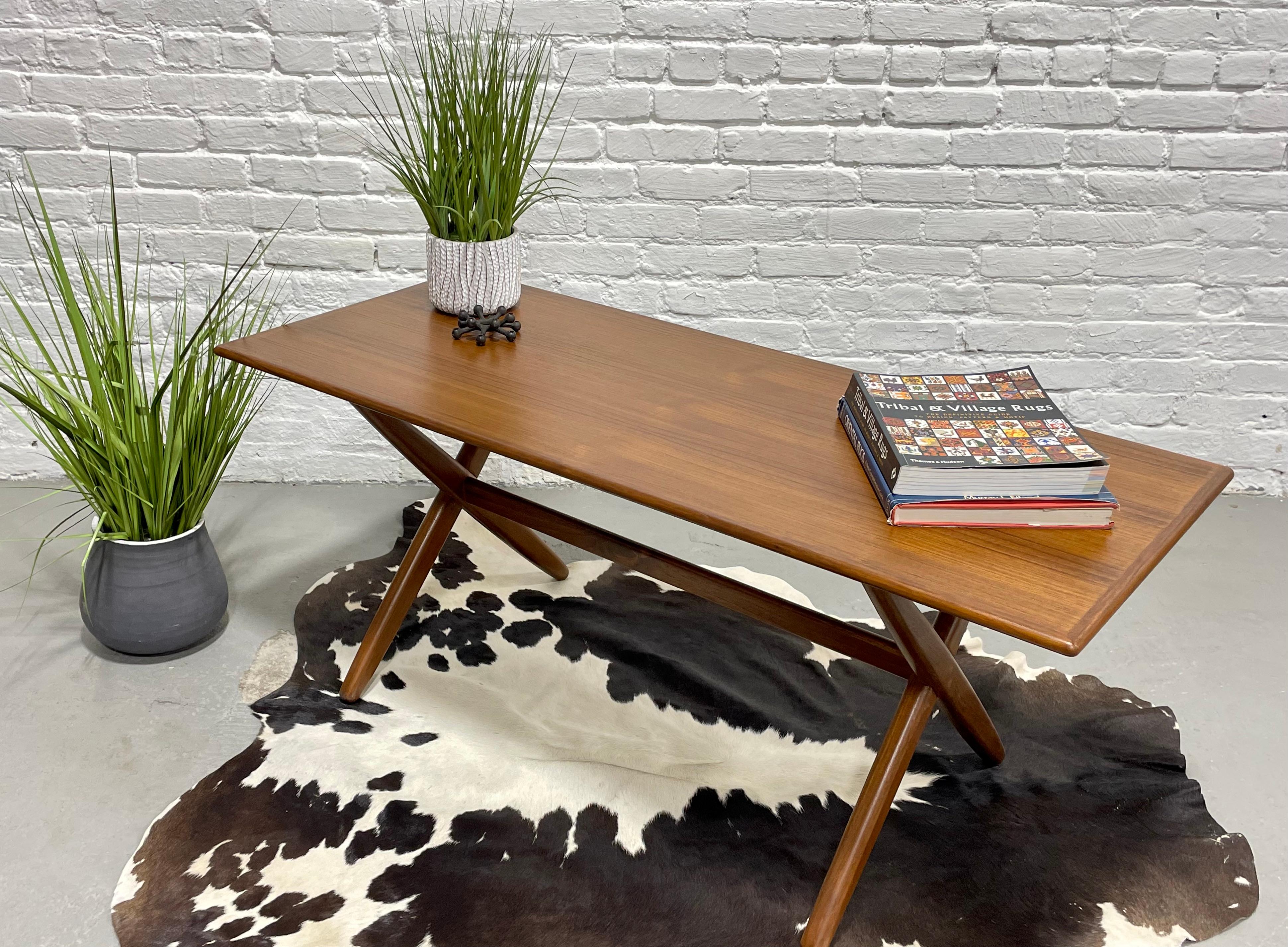 Simple + Sleek Mid-Century Modern Teak Danish Coffee Table For Sale 4