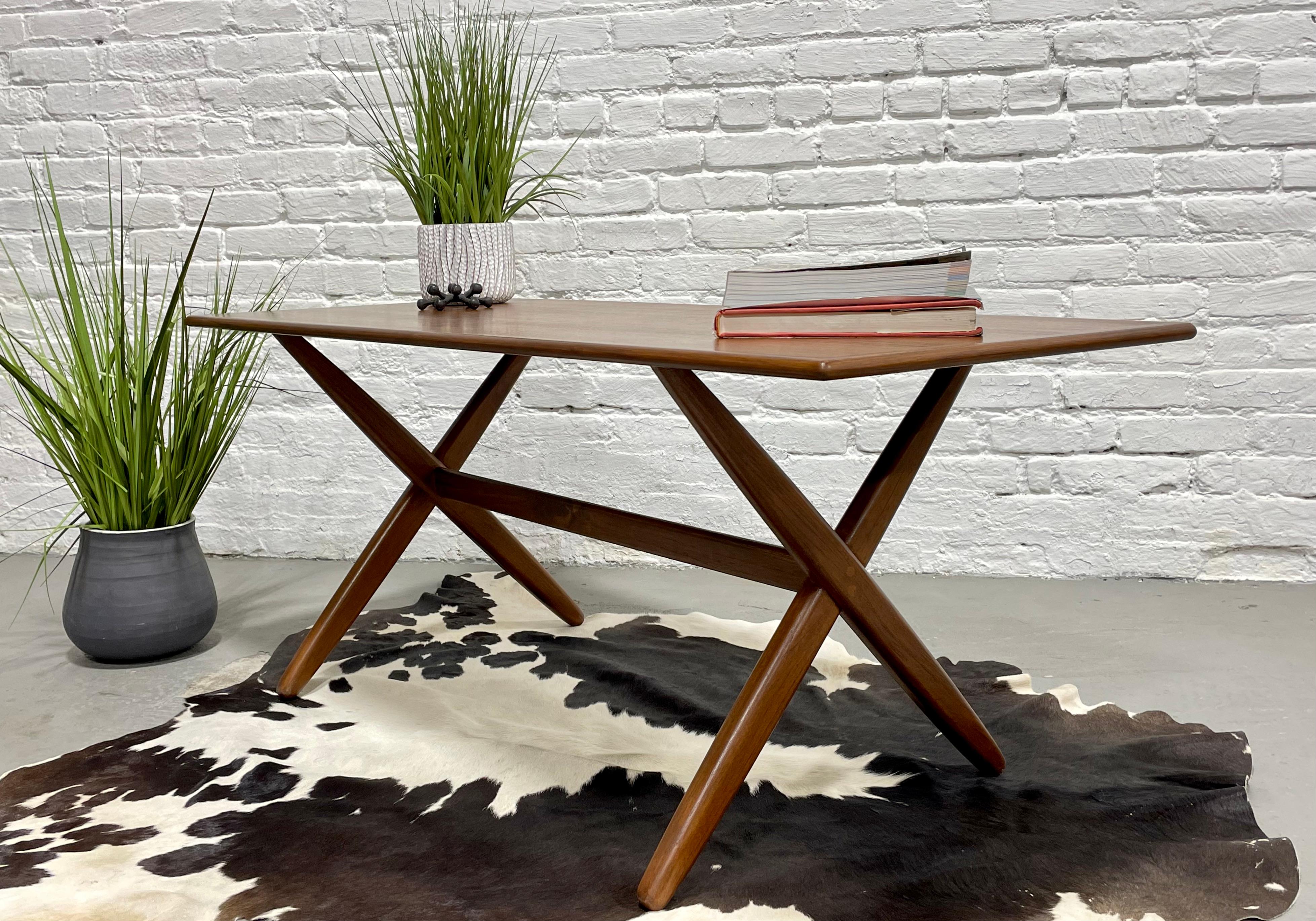 Simple + Sleek Mid-Century Modern Teak Danish Coffee Table For Sale 5