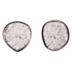 Simple Sliced Uneven Diamond Earrings