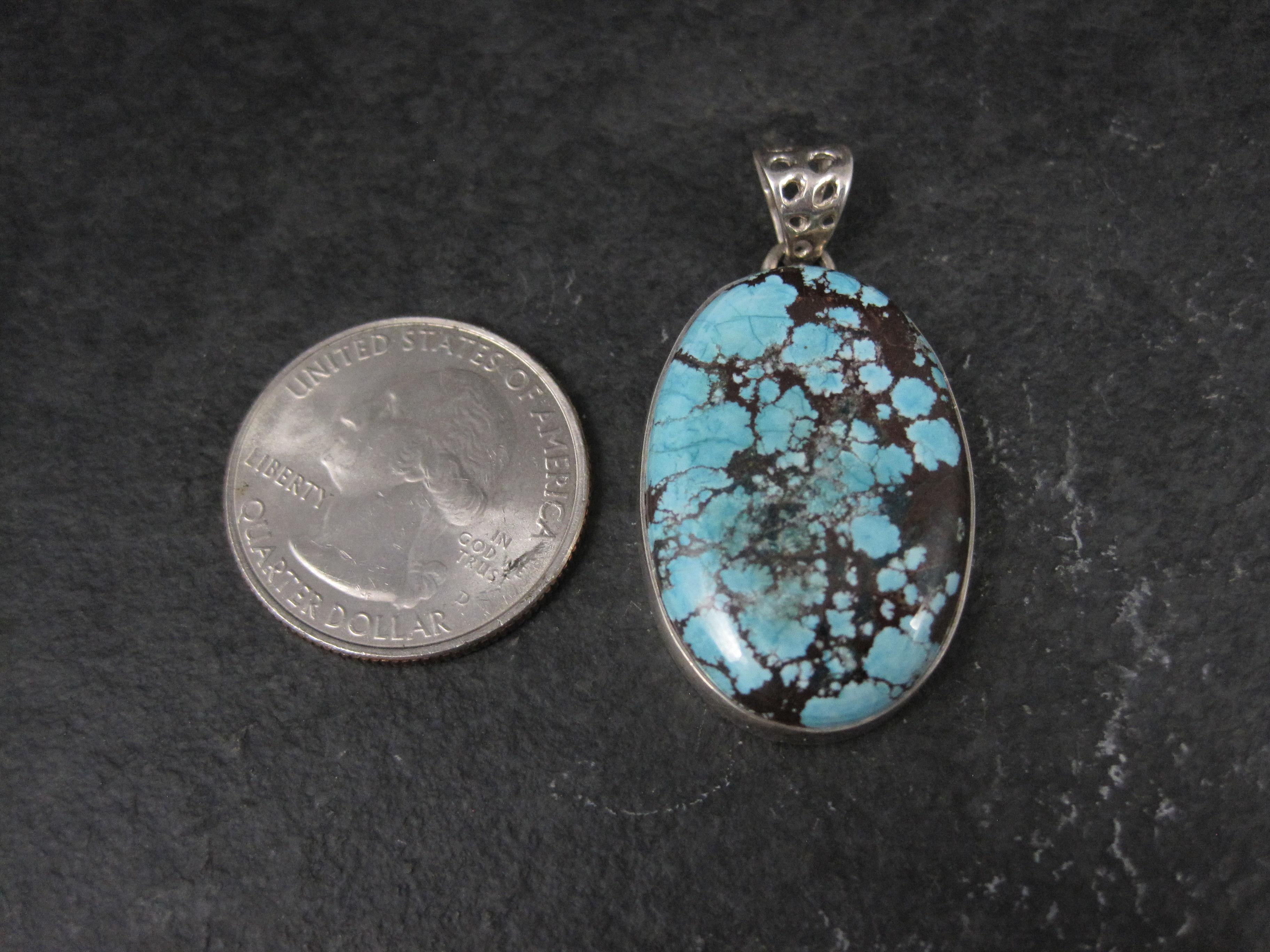 Artisan Simple Sterling Silver Turquoise Pendant For Sale