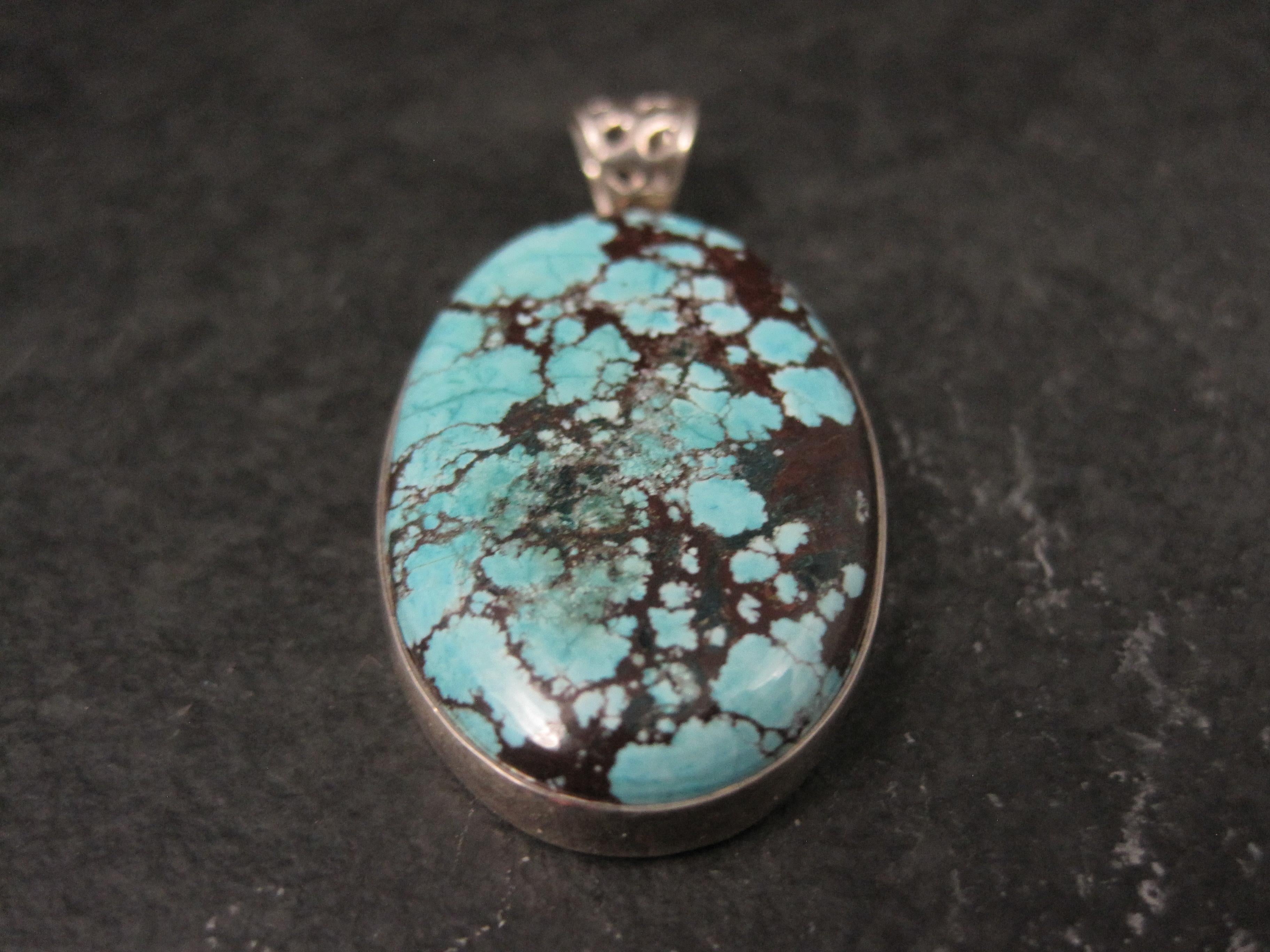 Simple Sterling Silver Turquoise Pendant In New Condition For Sale In Webster, SD