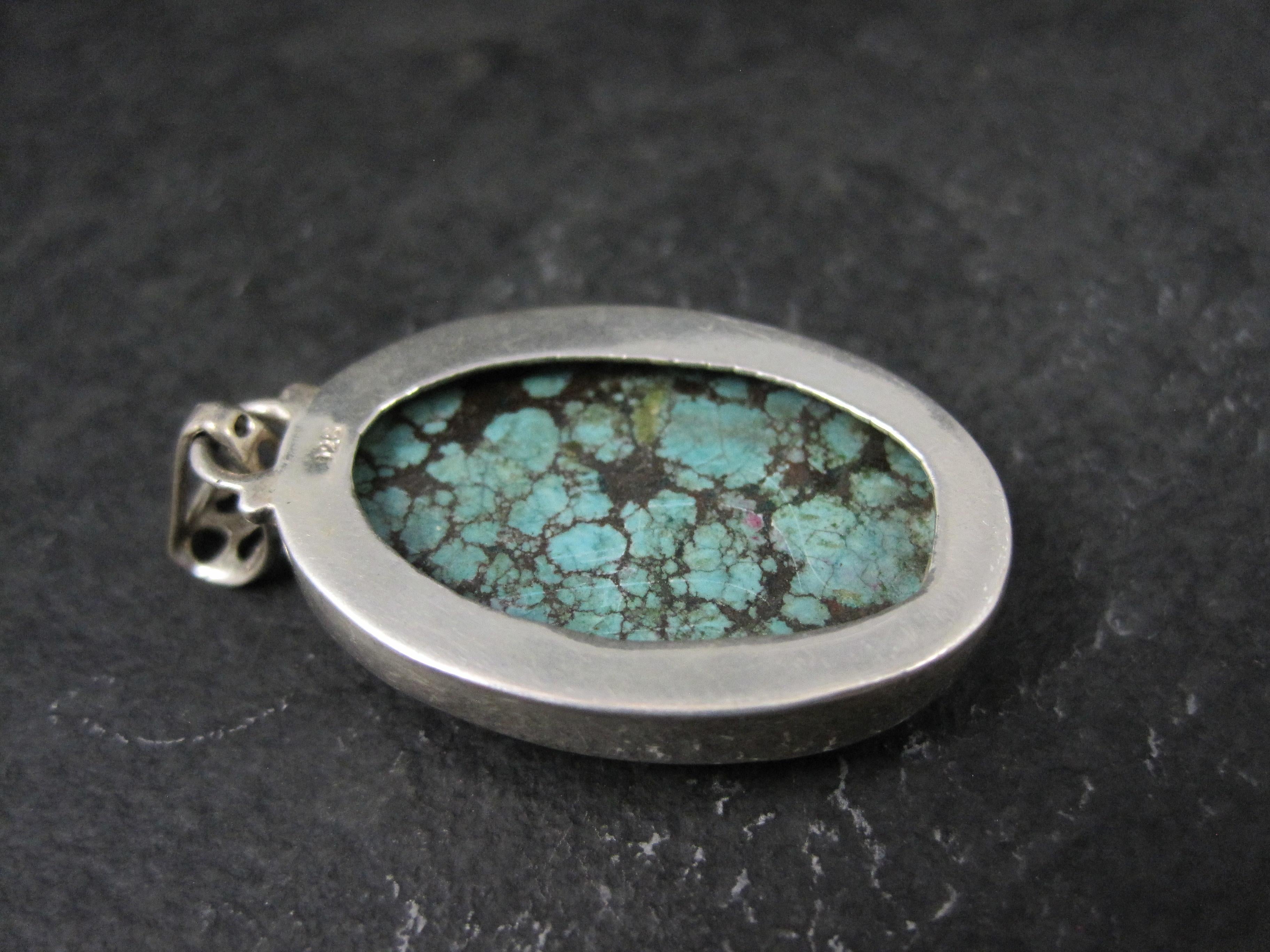 Simple Sterling Silver Turquoise Pendant For Sale 1