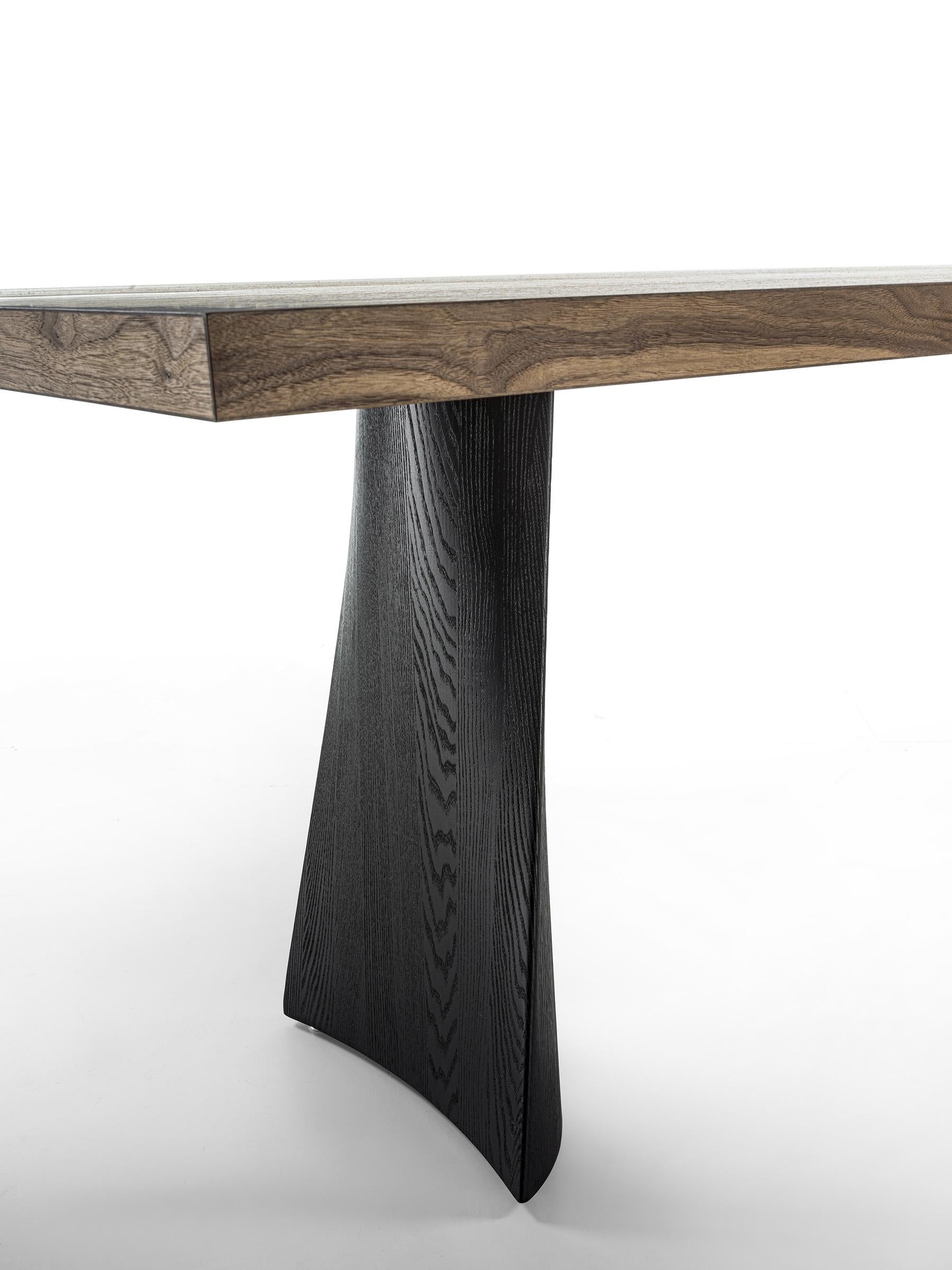 Italian Simple Swing Wood Table, Designed by Studio Excalibur, Made in Italy For Sale