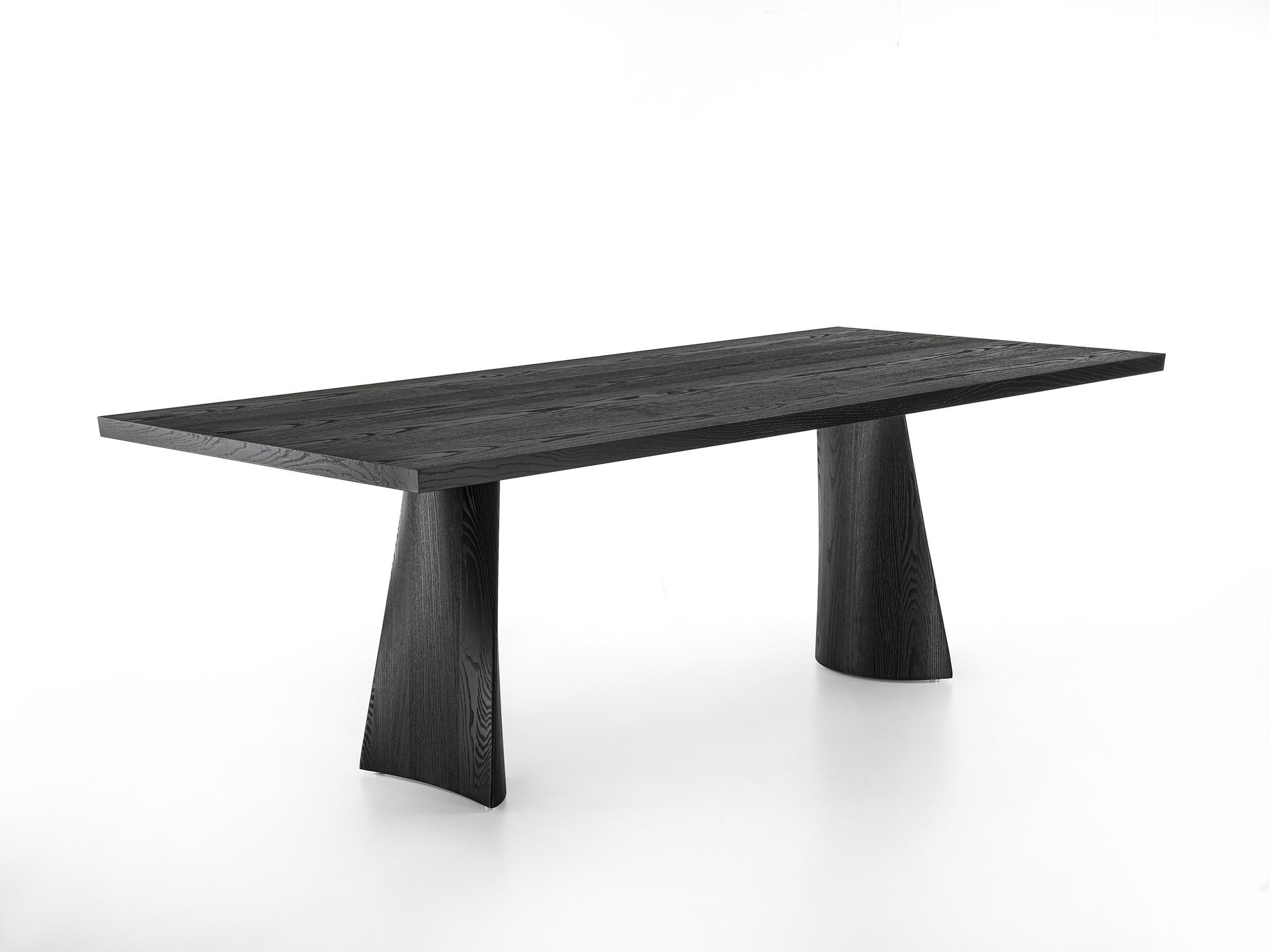 Simple Swing Wood Table, Designed by Studio Excalibur, Made in Italy For Sale 1