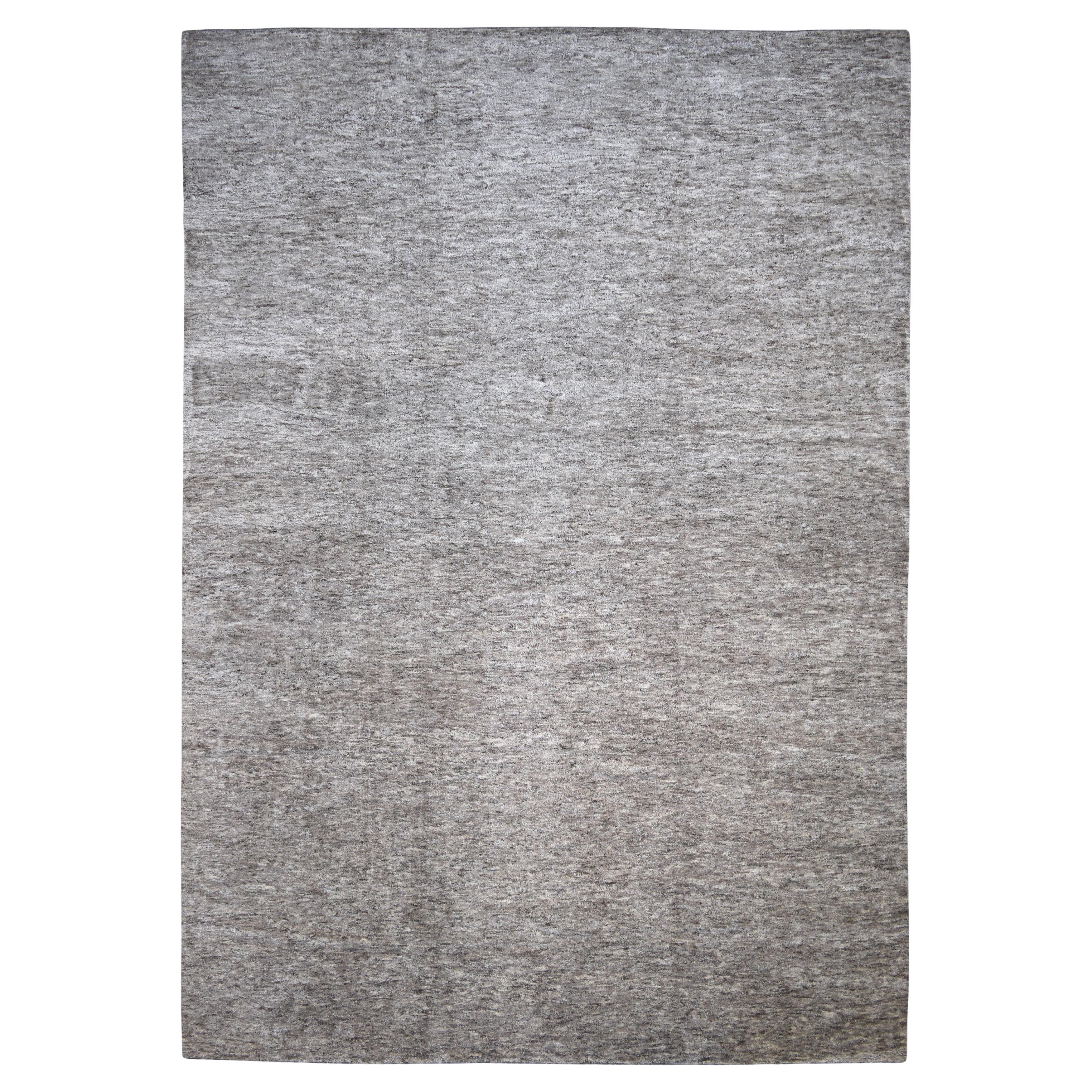 Simple Texture Plush Pile Modern Brown Grey Wool Rug 14'x20'