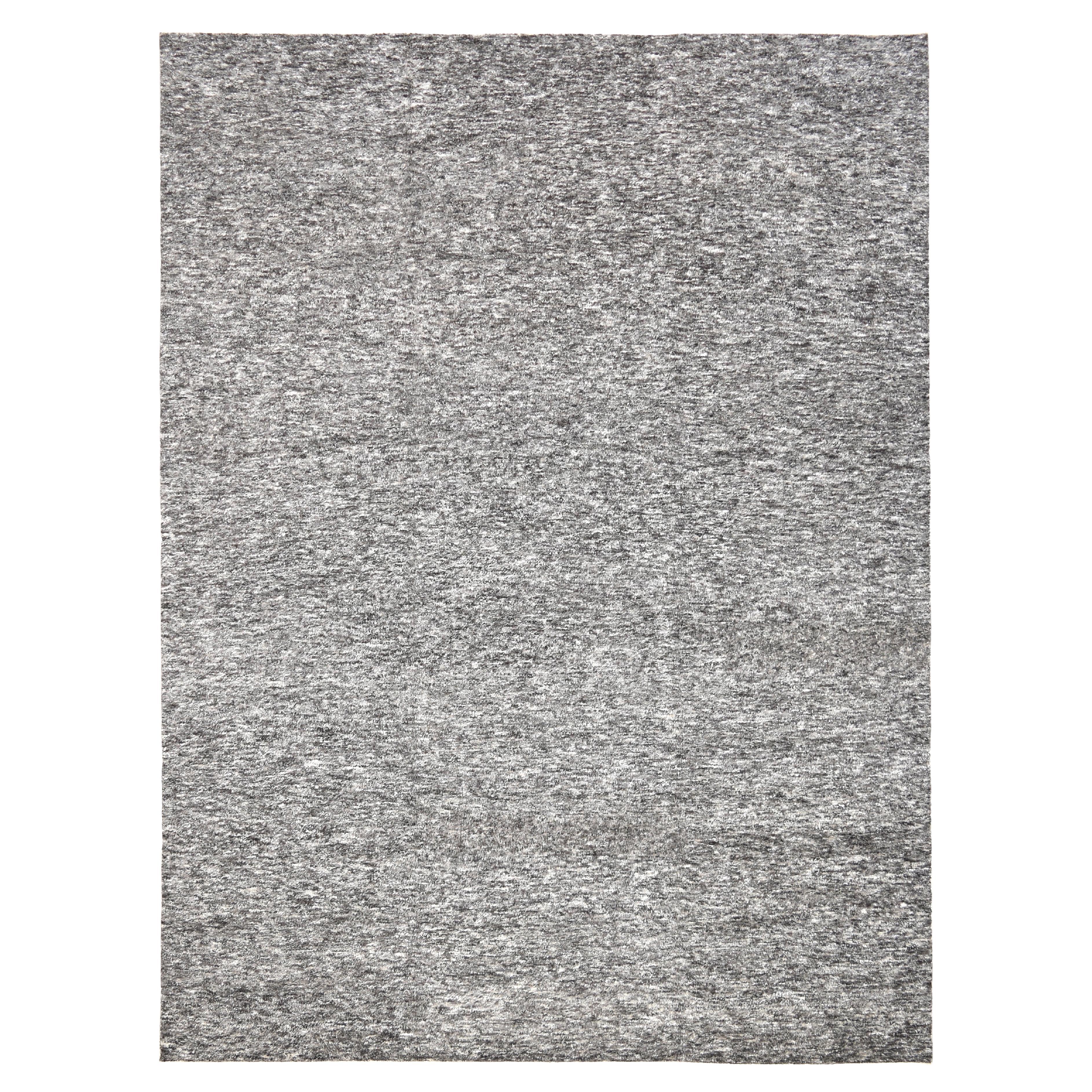 Simple Textured Charcoal Gray Wool Rug 12'1''x16'1''