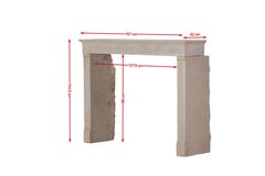 Simple Timeless French Antique Stone Fireplace Mantel - Hand-Carved - Hammered