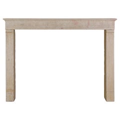 Simple Timeless French Antique Stone Fireplace Mantel - Hand-Carved - Hammered