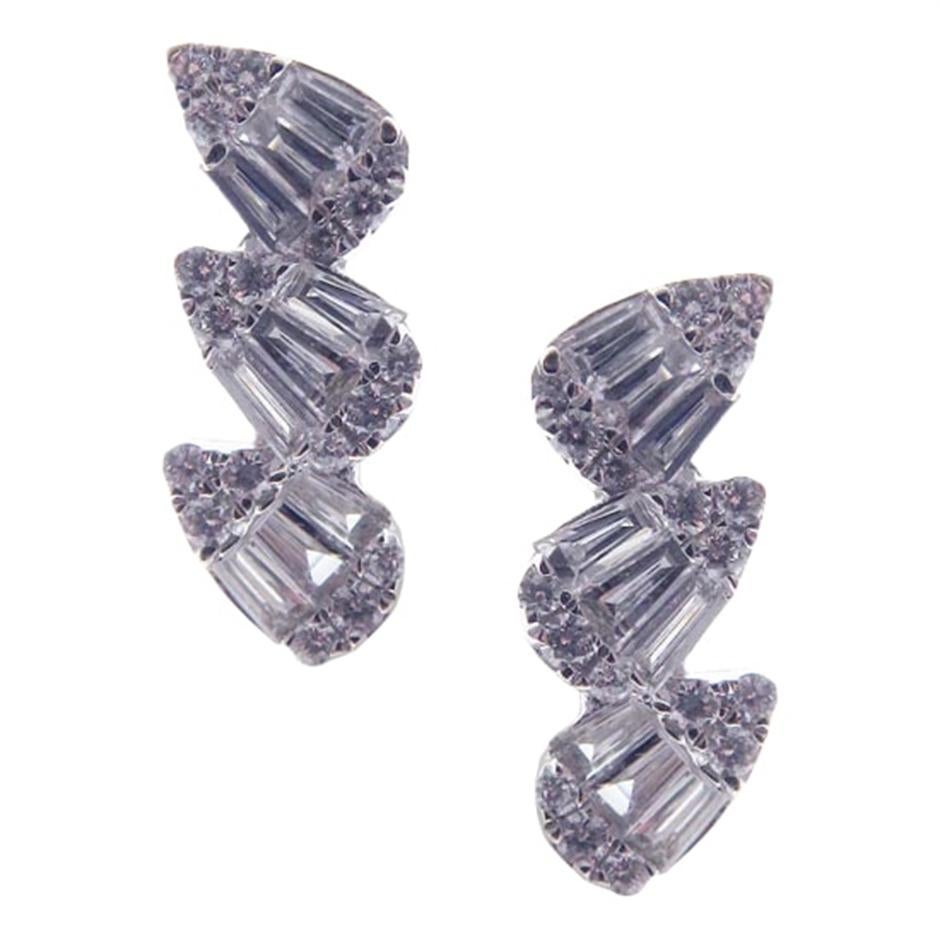Women's Simple Tri-Pear Diamond Baguette Earcrawler For Sale