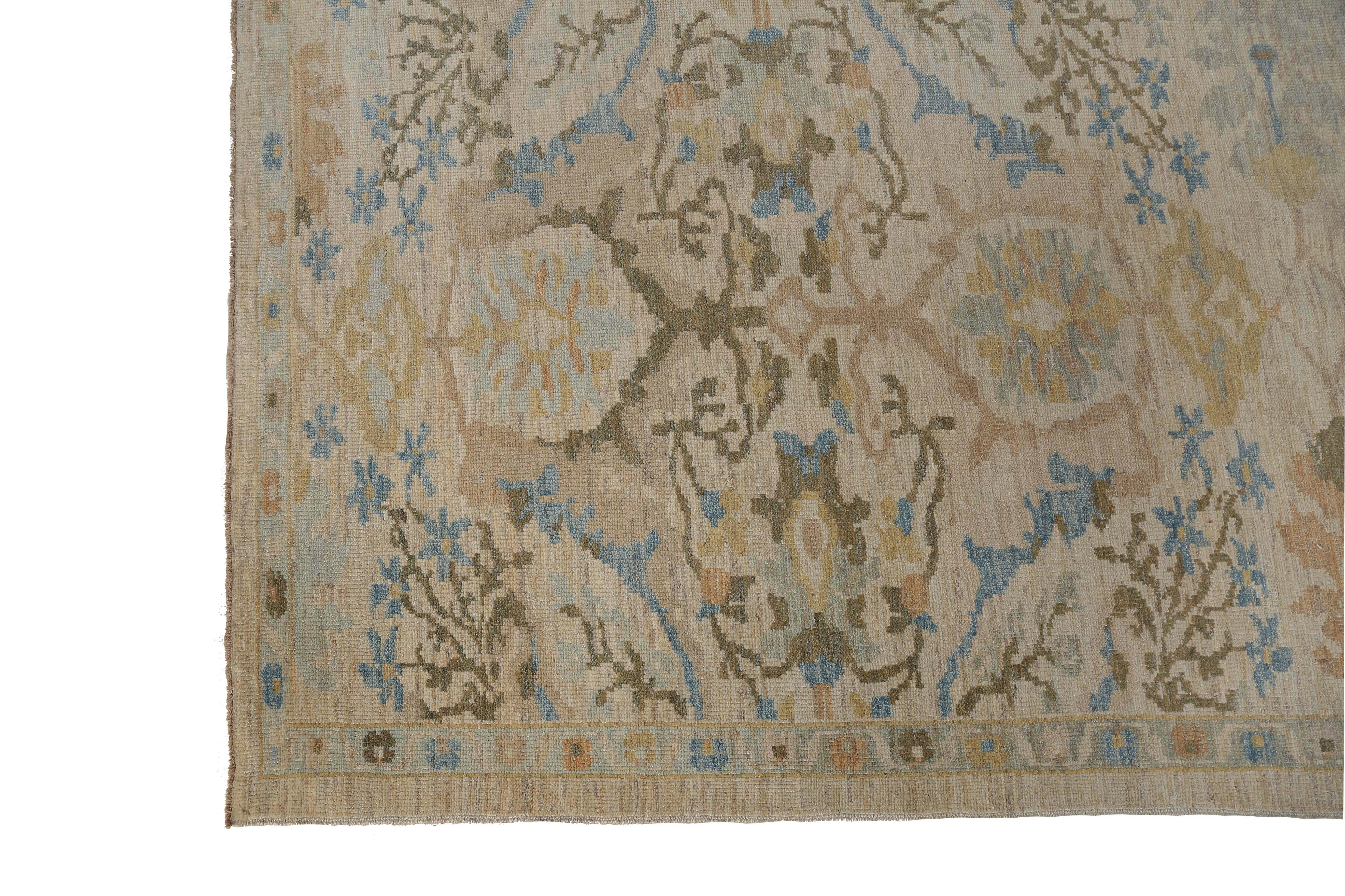 This Turkish Sultanabad Rug is a beautiful traditional piece that measures 8'4