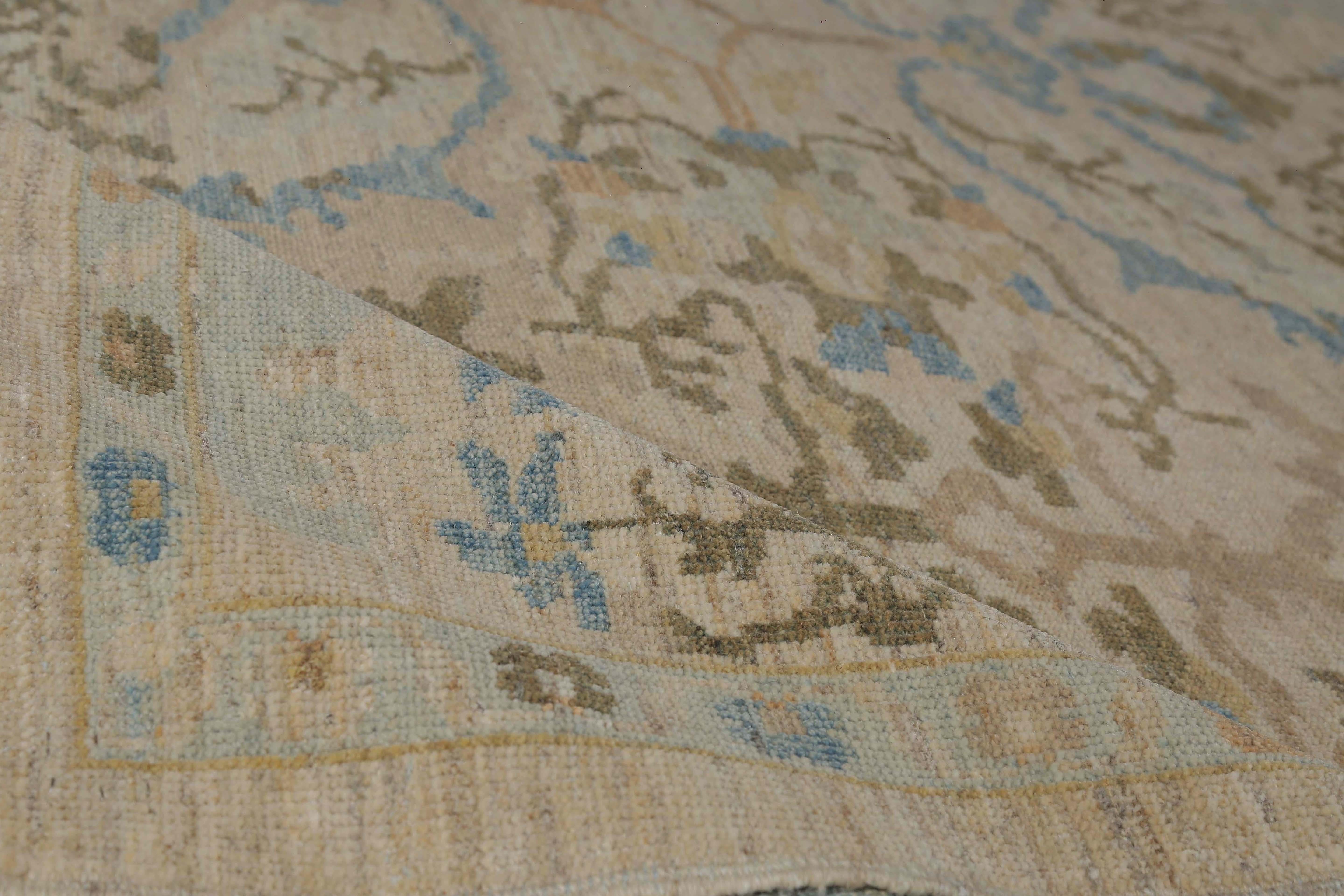 Tribal Afghanistan Sultanabad Area Rugs Circa 1990 - Wool Blue Brown Yellow - 95588 For Sale