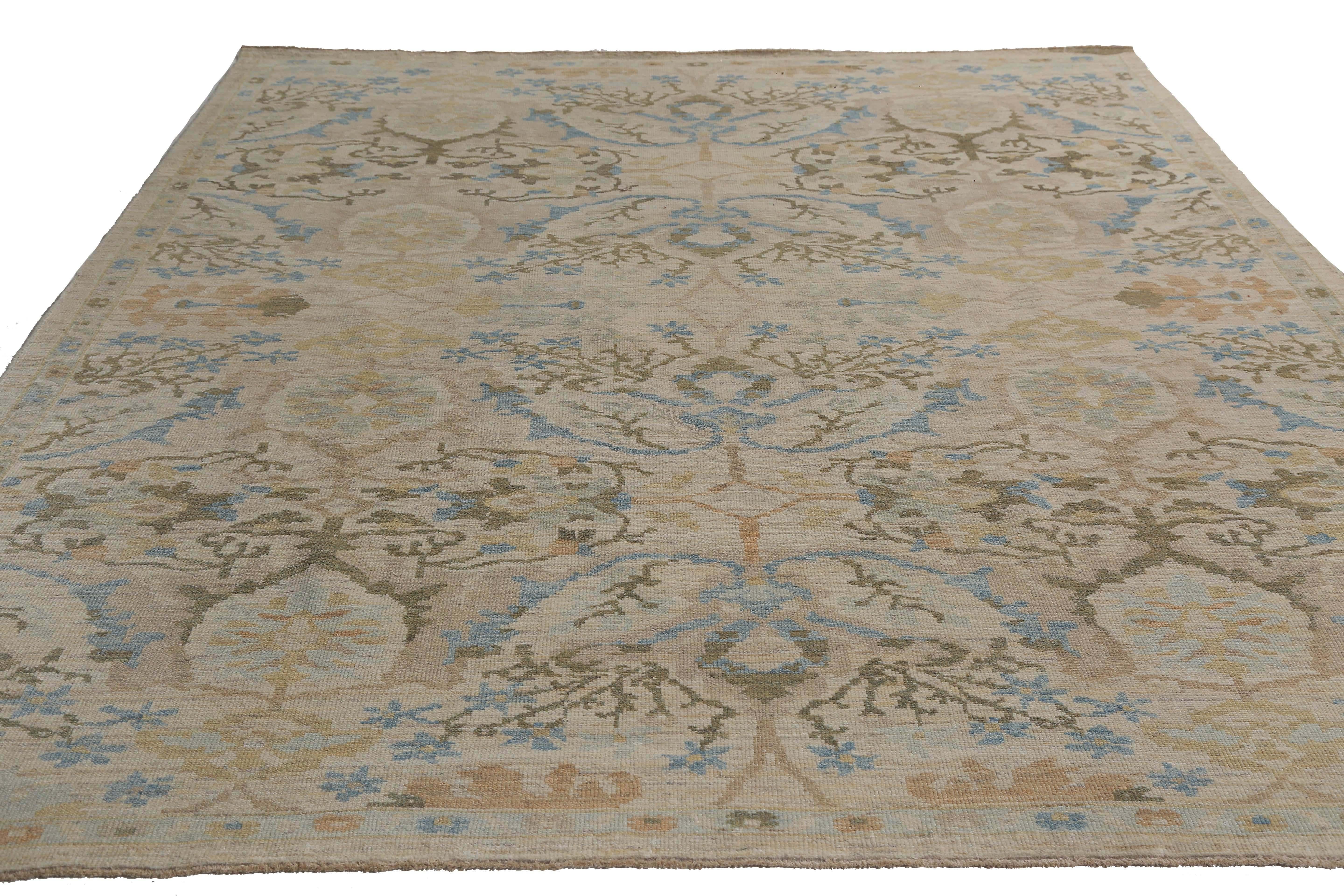 Afghanistan Sultanabad Area Rugs Circa 1990 - Wool Blue Brown Yellow - 95588 For Sale 3