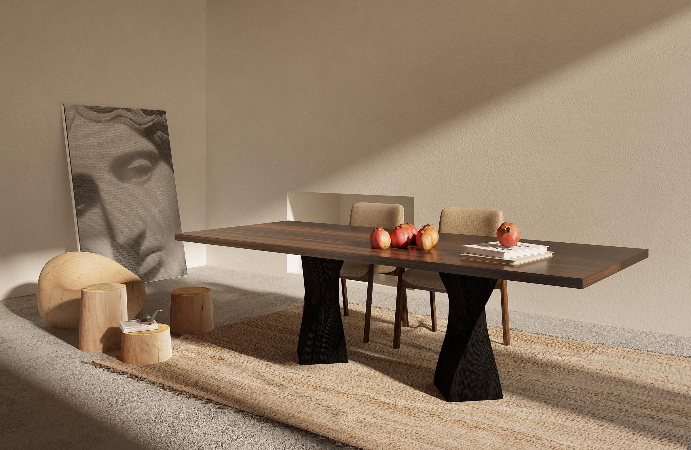 Simple Twist Wood Table, Designed by Studio Excalibur, Made in Italy For Sale 5
