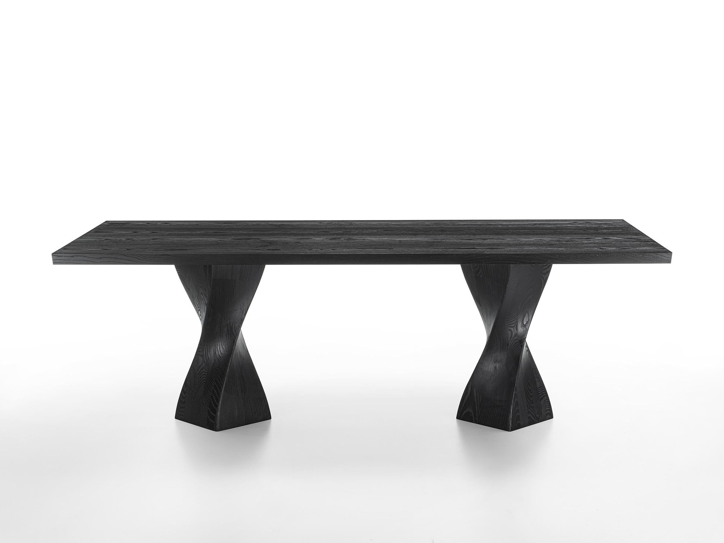 Italian Simple Twist Wood Table, Designed by Studio Excalibur, Made in Italy For Sale