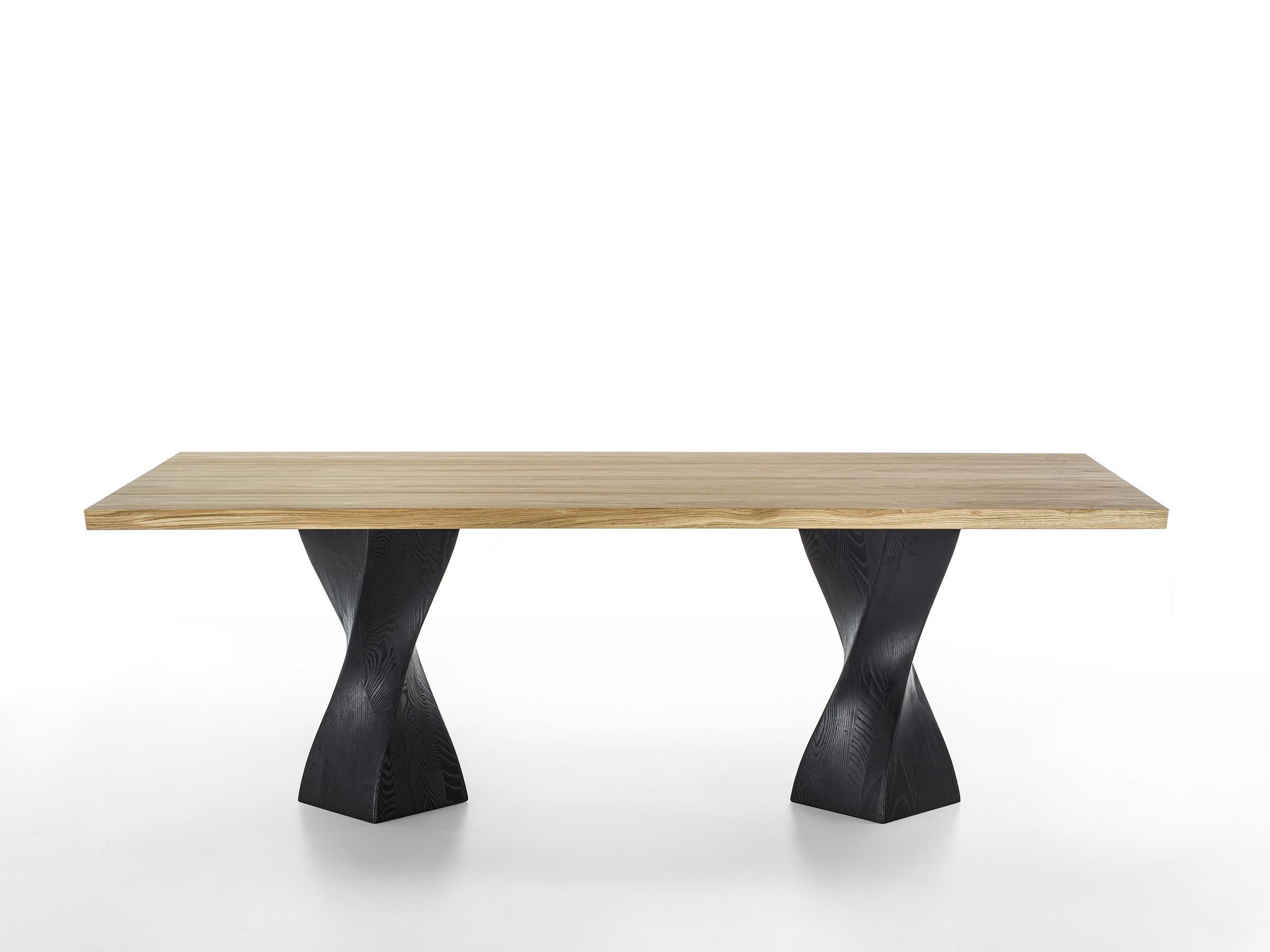 Simple Twist Wood Table, Designed by Studio Excalibur, Made in Italy For Sale 1