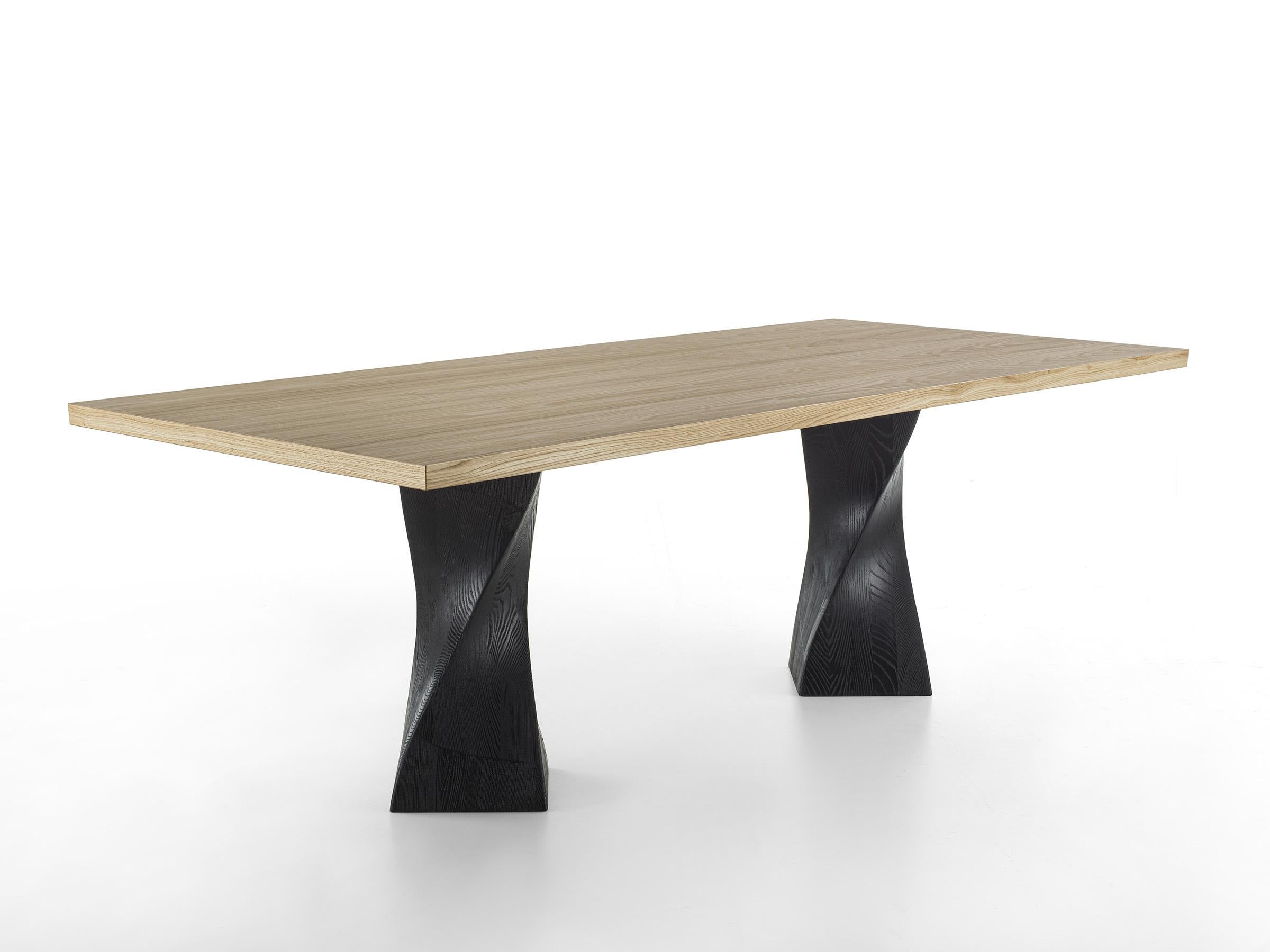 Simple Twist Wood Table, Designed by Studio Excalibur, Made in Italy For Sale 2