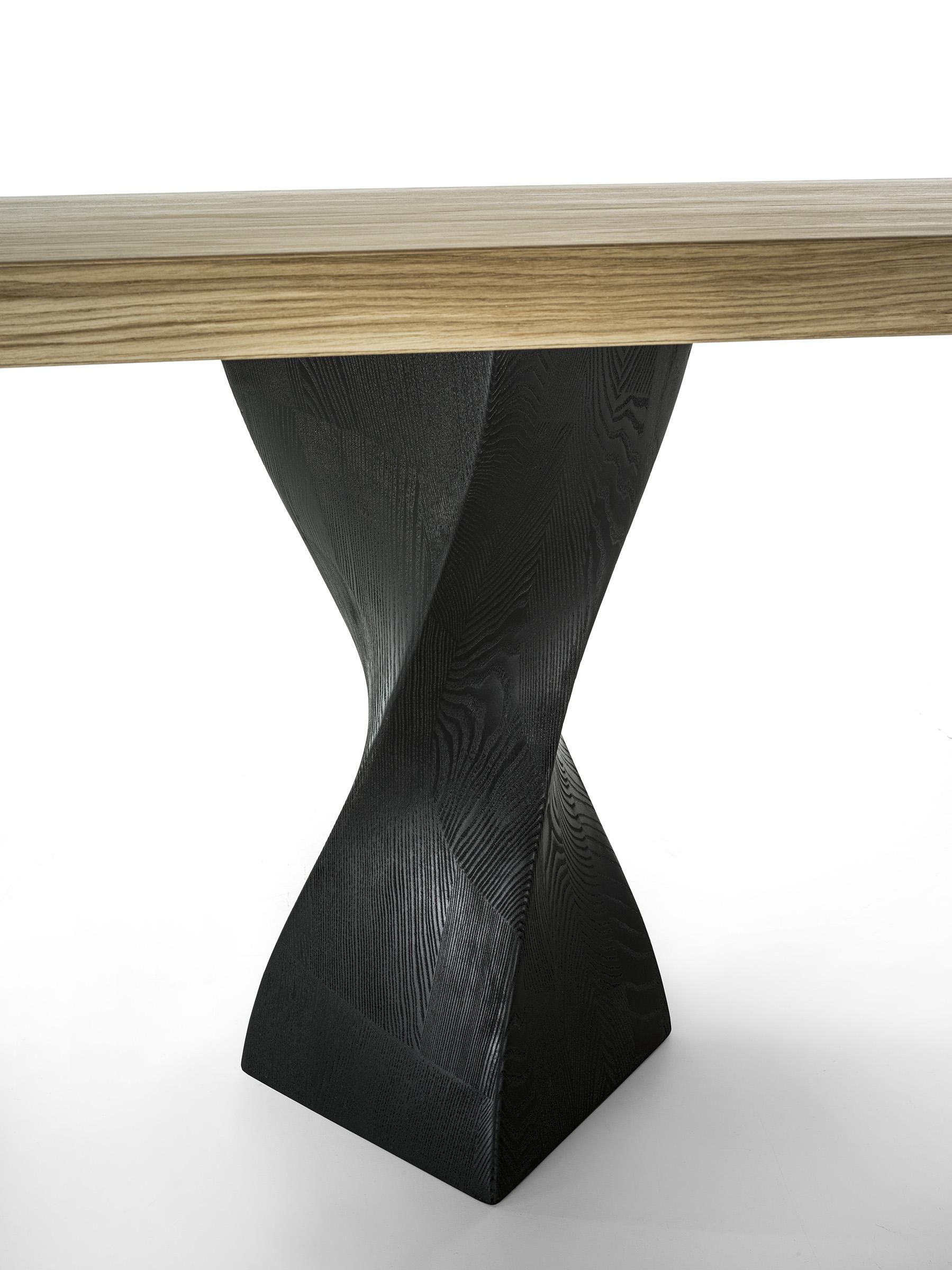 Simple Twist Wood Table, Designed by Studio Excalibur, Made in Italy For Sale 3