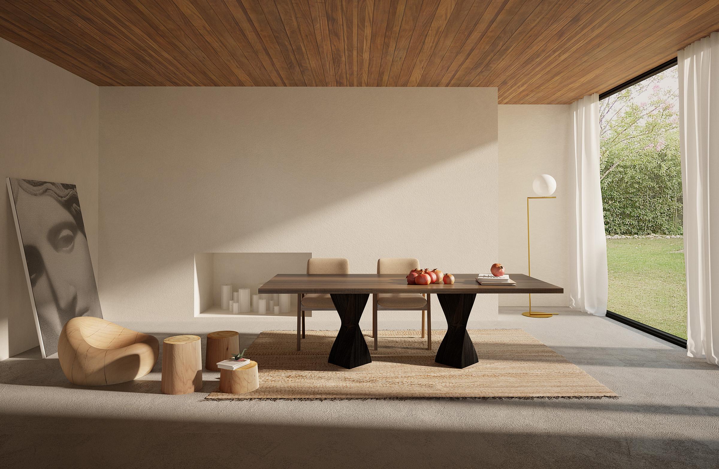 Simple Twist Wood Table, Designed by Studio Excalibur, Made in Italy For Sale 4