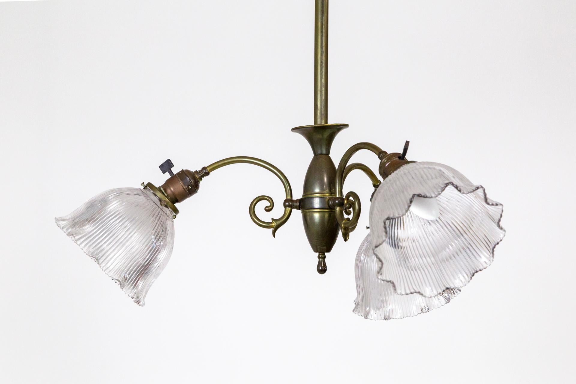 antique brass chandelier with glass shades
