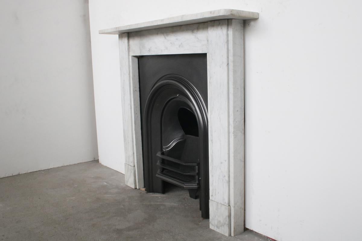 English Simple Victorian Carrara Marble Fireplace Surround