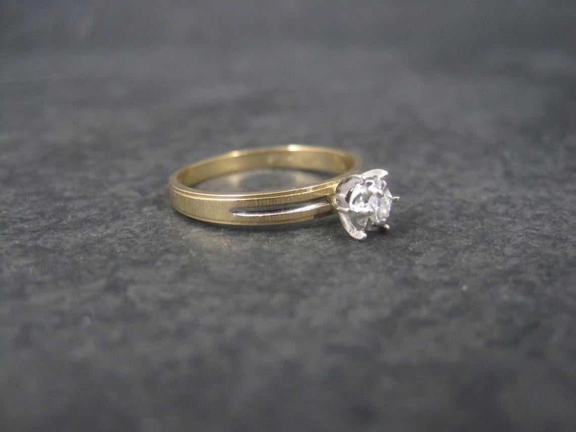 Simple Vintage 10K Diamond Illusion Solitaire Engagement Ring Size 6 For Sale 1