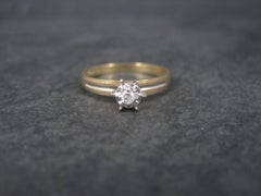 Simple Vintage 10K Diamond Illusion Solitaire Engagement Ring Size 6