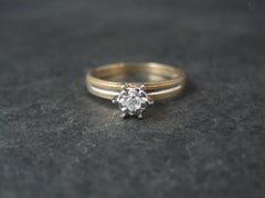 Simple Vintage 10K Diamond Illusion Solitaire Engagement Ring Size 6