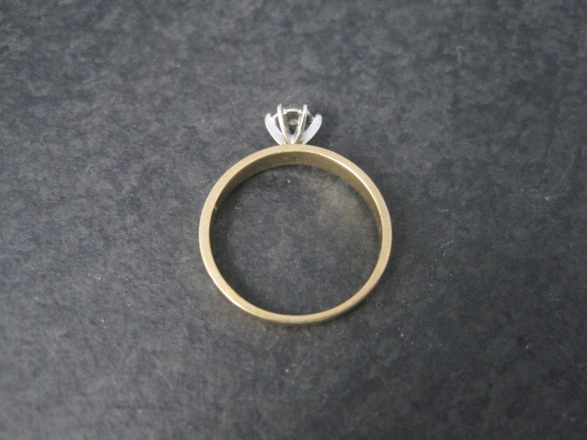Modern Simple Vintage 10K Diamond Illusion Solitaire Engagement Ring Size 6 For Sale