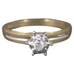 Simple Retro 10K Diamond Illusion Solitaire Engagement Ring Size 6