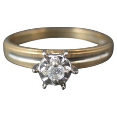 Simple Vintage 10K Diamond Illusion Solitaire Engagement Ring Size 6