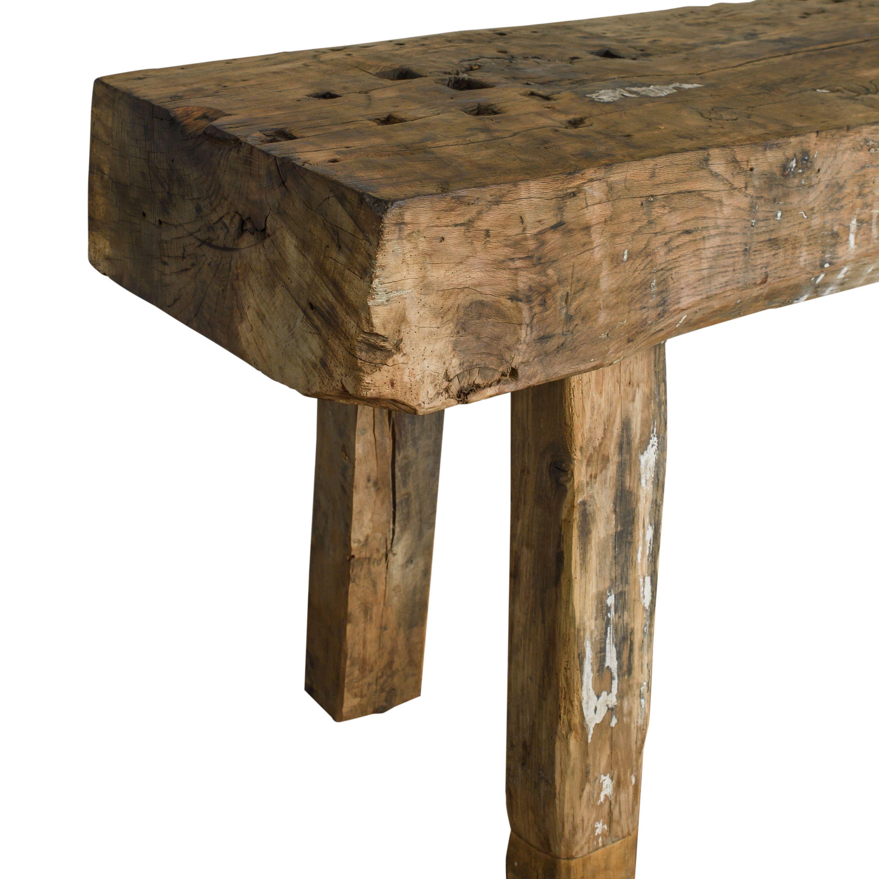 French Simple Vintage Wood Workbench For Sale