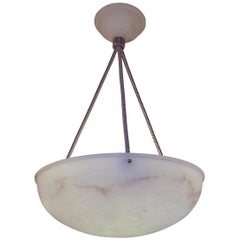 Simple White Alabaster Pendant, Sweden, 1920