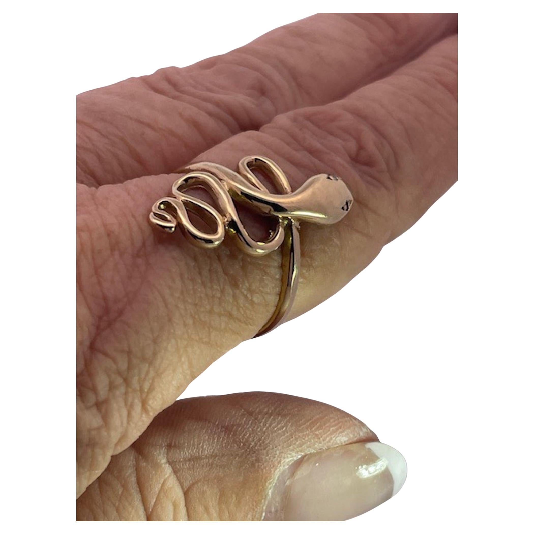 Simple Yellow Gold Snake Ring 14K