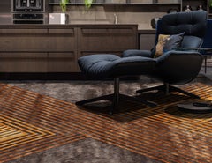 SIMPLEX Hand Tufted Modern Shaped Silk Rug in Bronze Colour by Hands