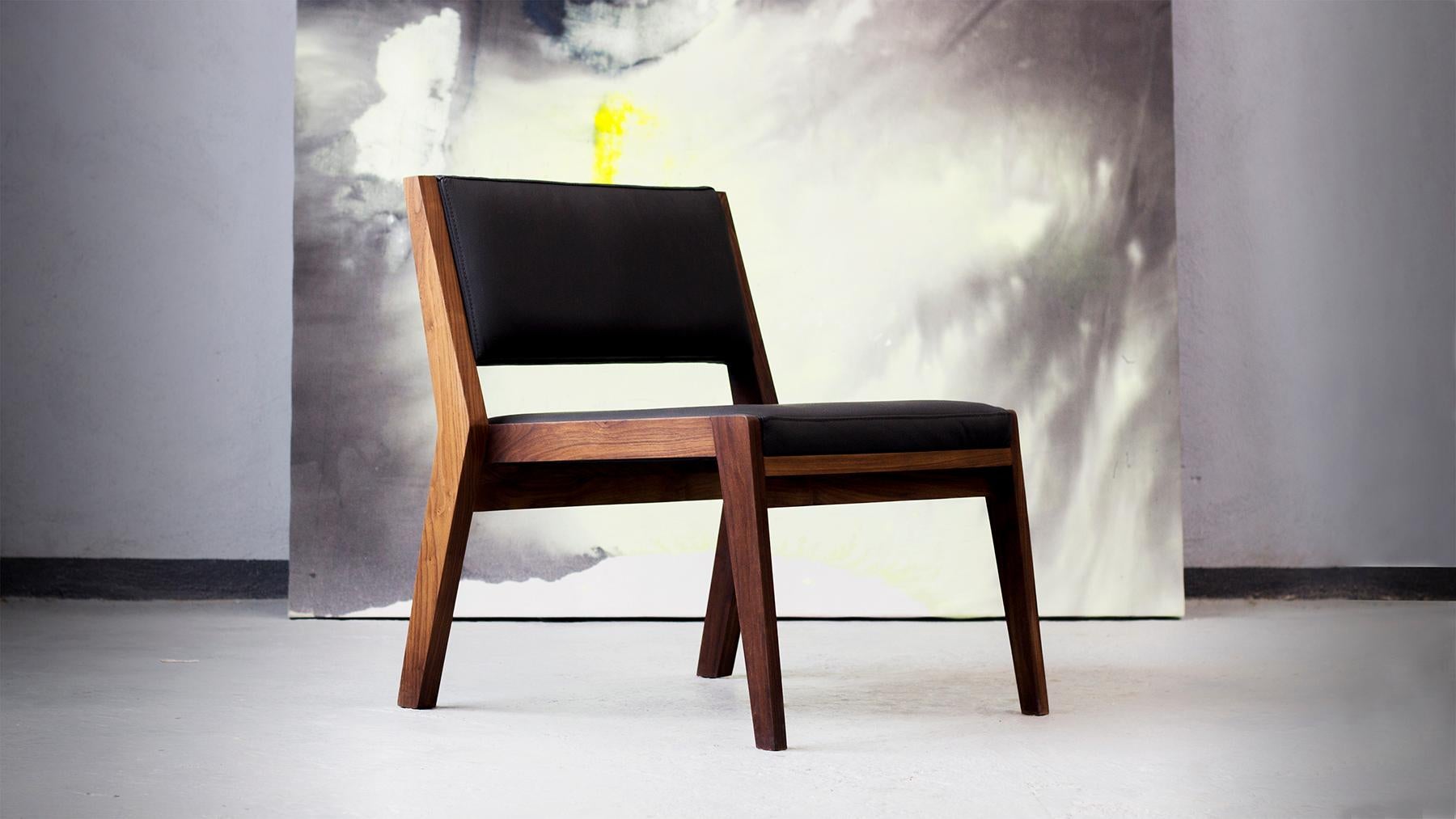 Mexican Simplex, Lounge Chair made by solid wood and vinyl For Sale