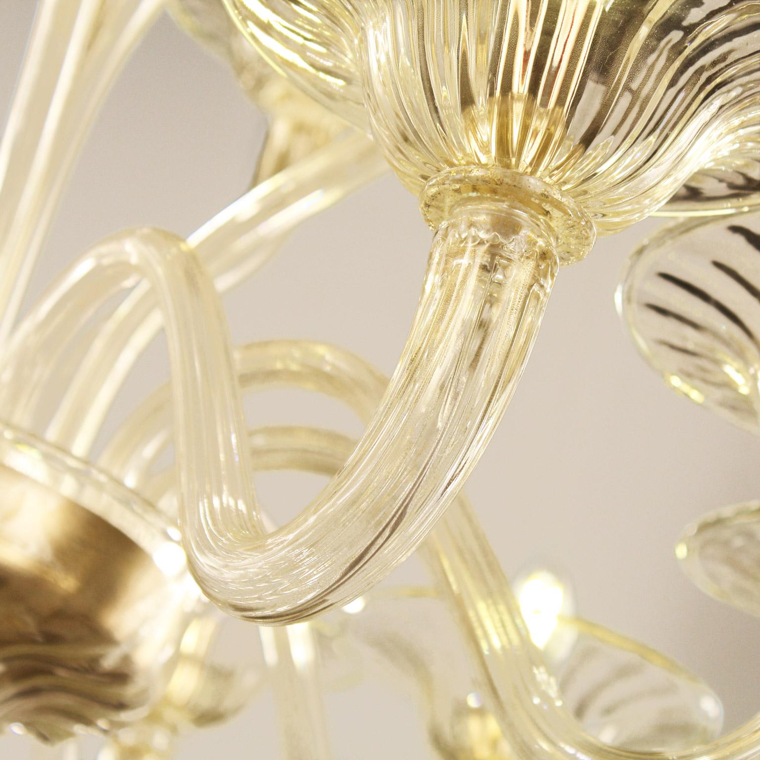 Other Chandelier 10+ 5 Arms Golden Artistic Glass Simplicissimus 360 by Multiforme For Sale