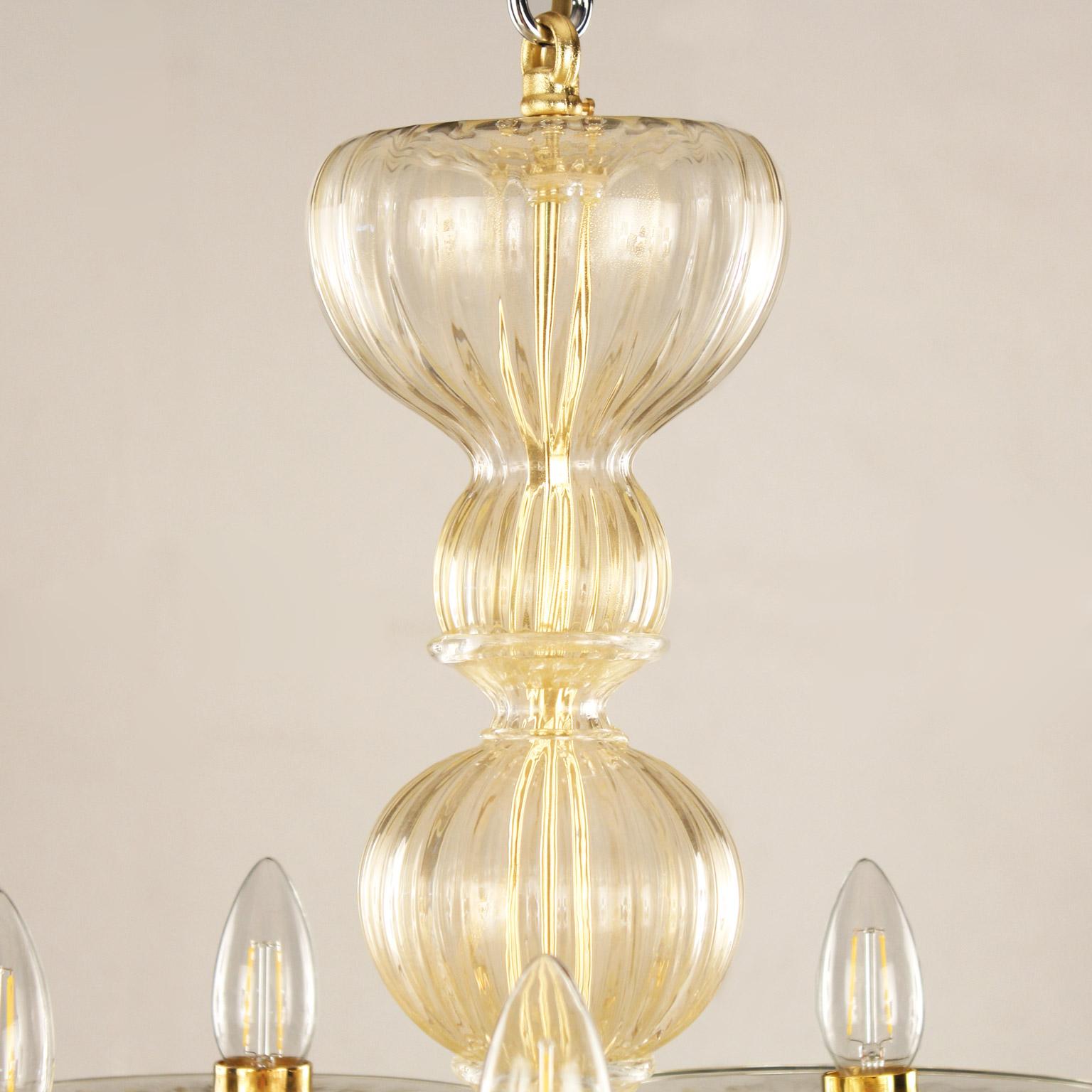 Chandelier 10+ 5 Arms Golden Artistic Glass Simplicissimus 360 by Multiforme In New Condition For Sale In Trebaseleghe, IT