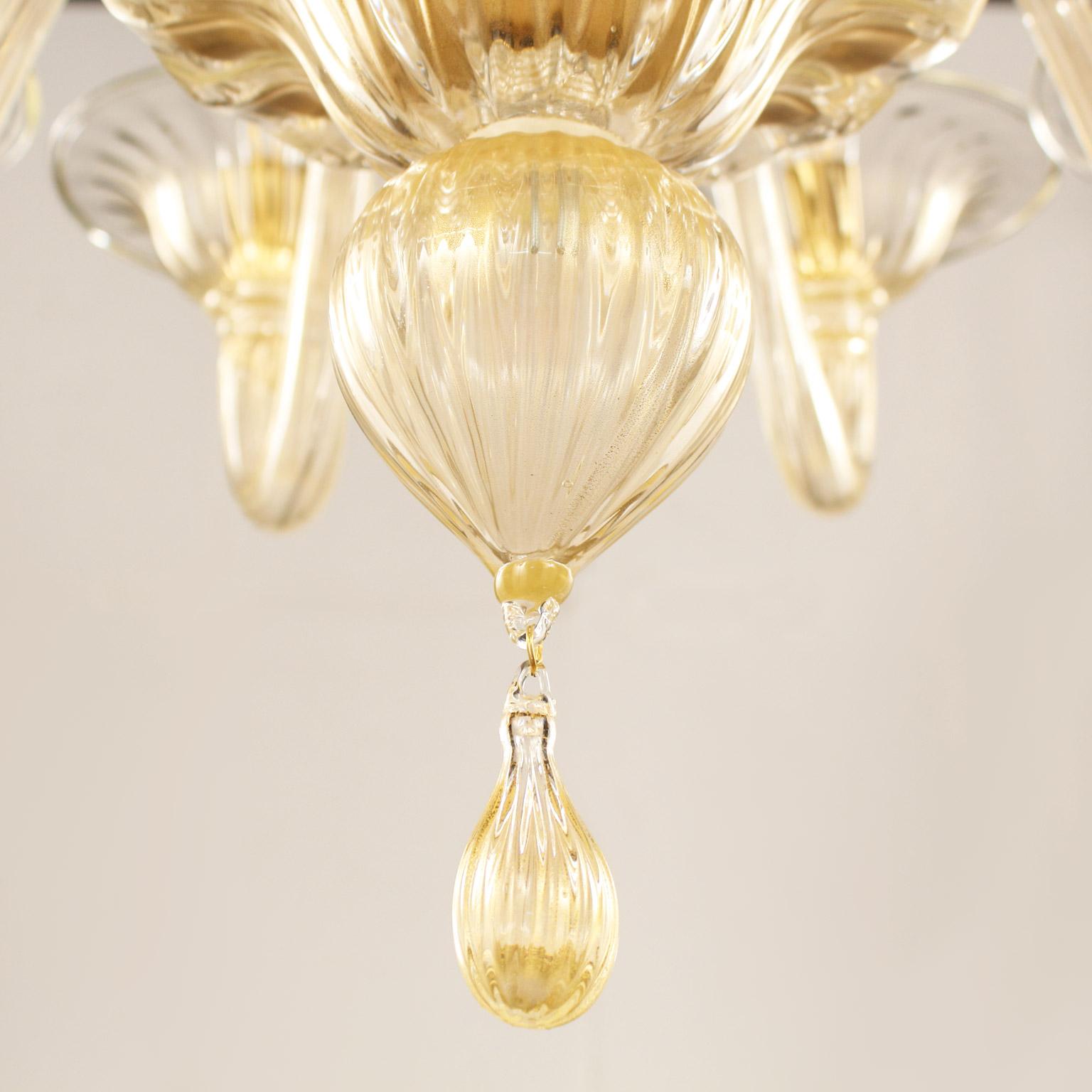 Contemporary Chandelier 10+ 5 Arms Golden Artistic Glass Simplicissimus 360 by Multiforme For Sale