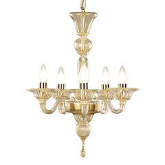 Chandelier 5 arms Gold mottled Murano Glass Simplicissimus 360 by Multiforme