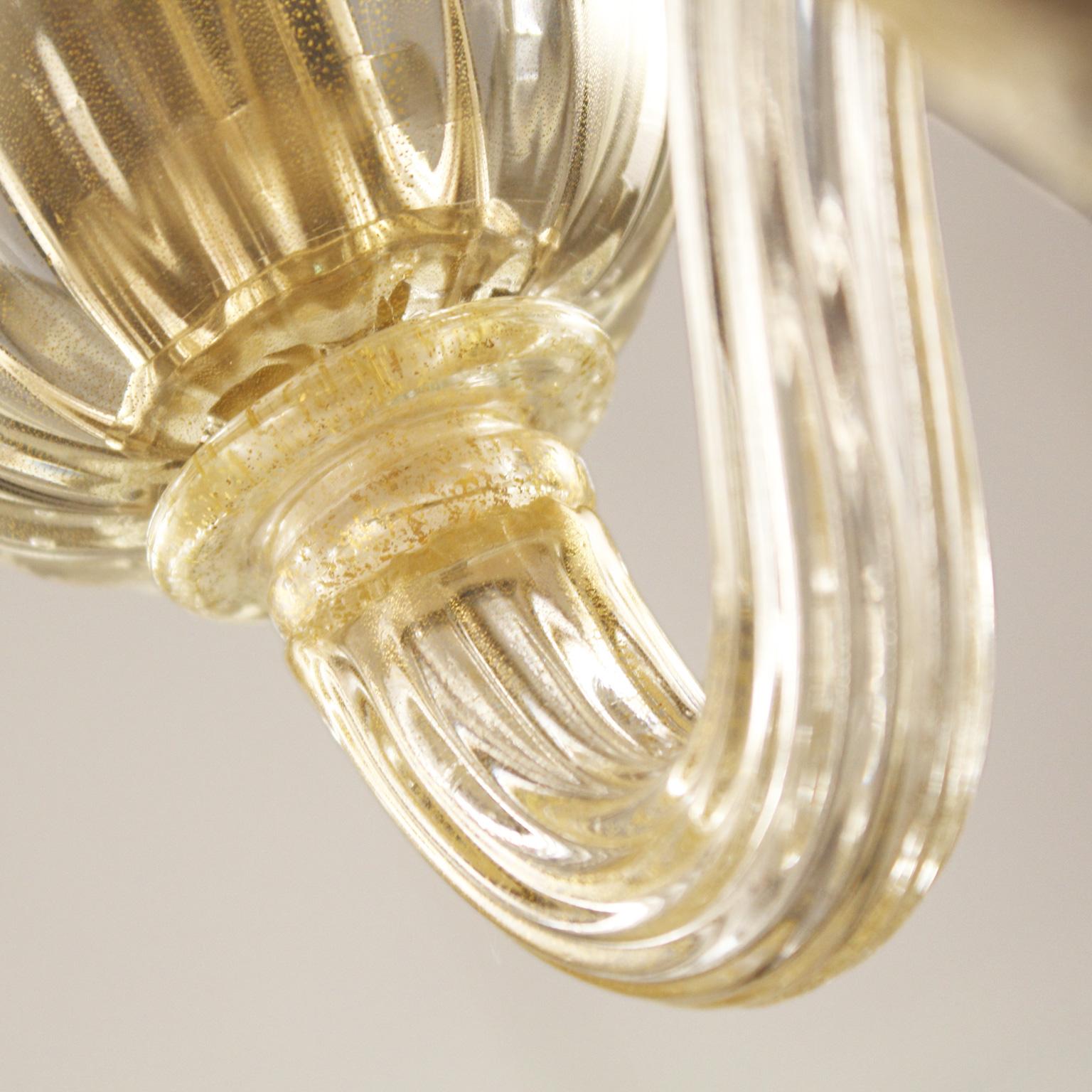 Autre Lustre à 5 bras en verre de Murano moucheté d'or Simplicissimus 360 de Multiforme en vente