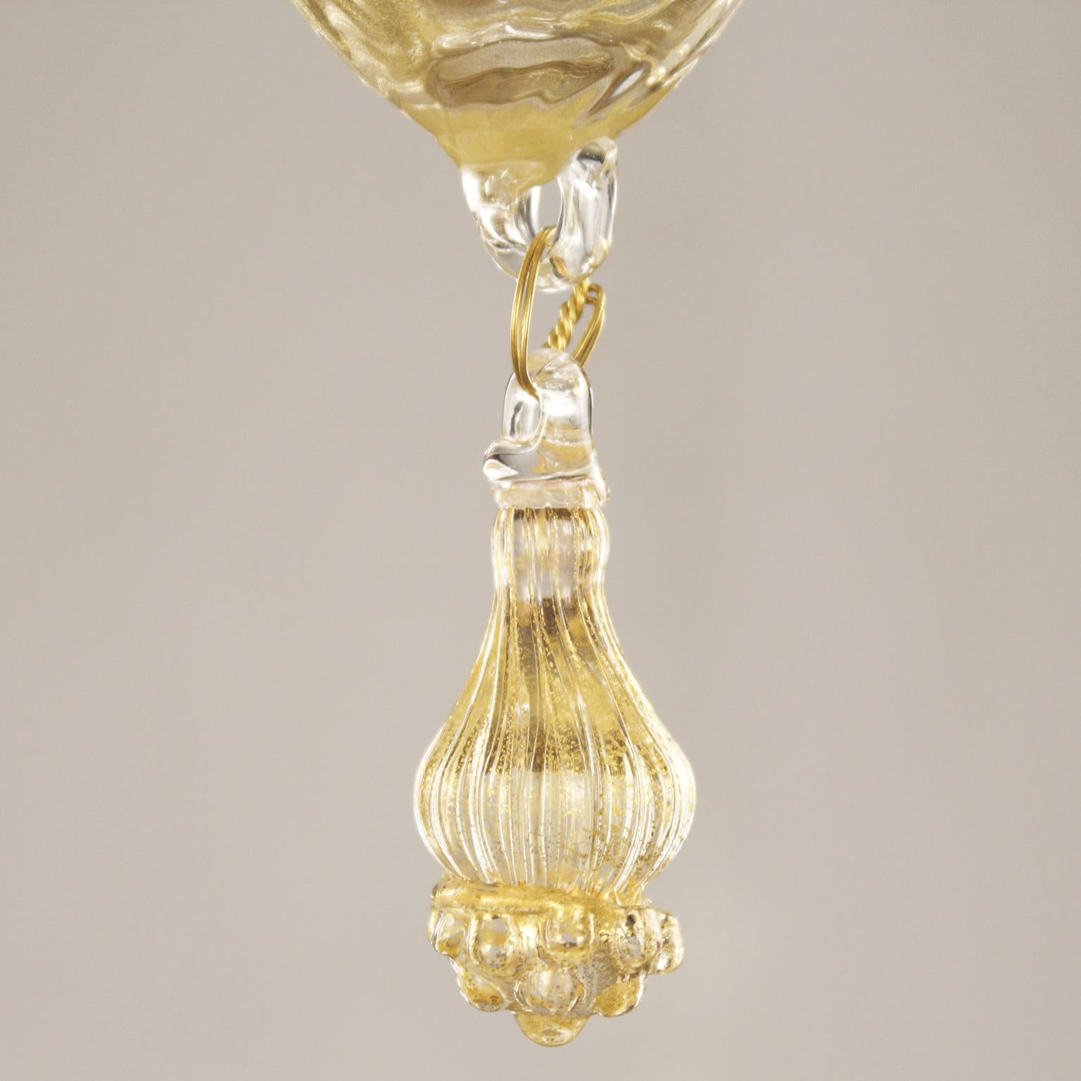 italien Lustre à 5 bras en verre de Murano moucheté d'or Simplicissimus 360 de Multiforme en vente