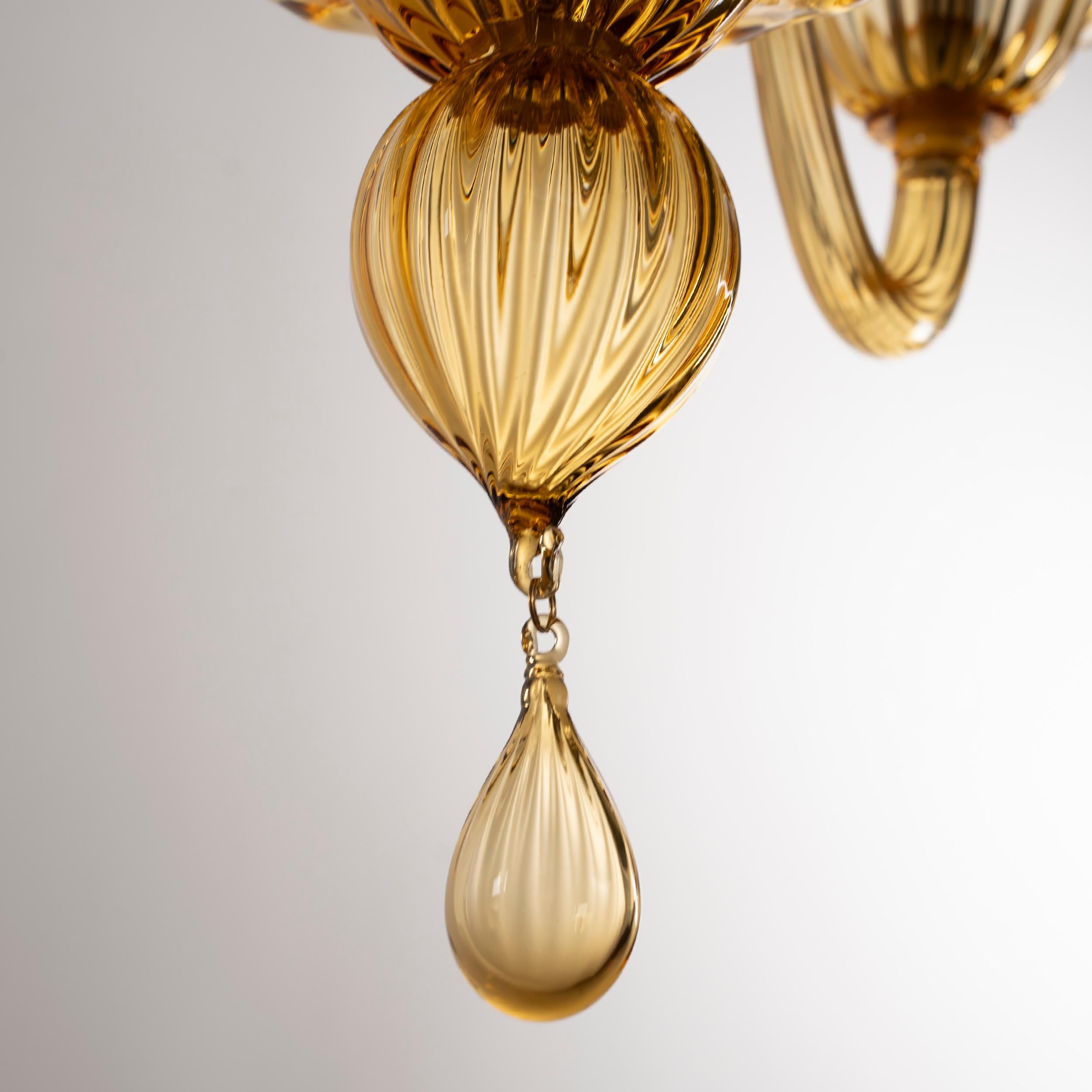 Lámpara Simplicissimus, 6 brazos ámbar cristal de Murano by Multiforme en venta 2